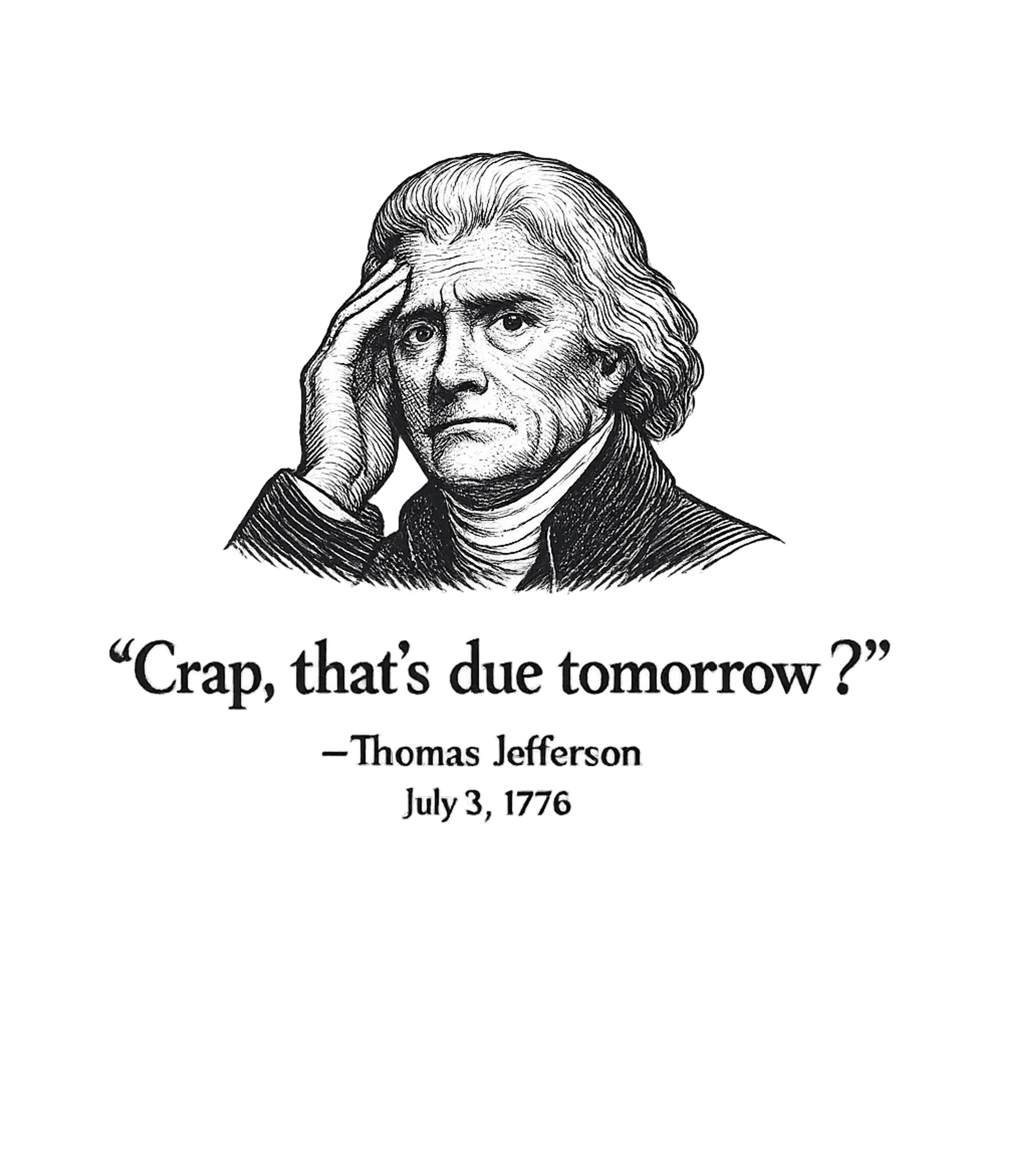 That's Due Tomorrow Thomas Jefferson Funny 4th of July T-Shirt