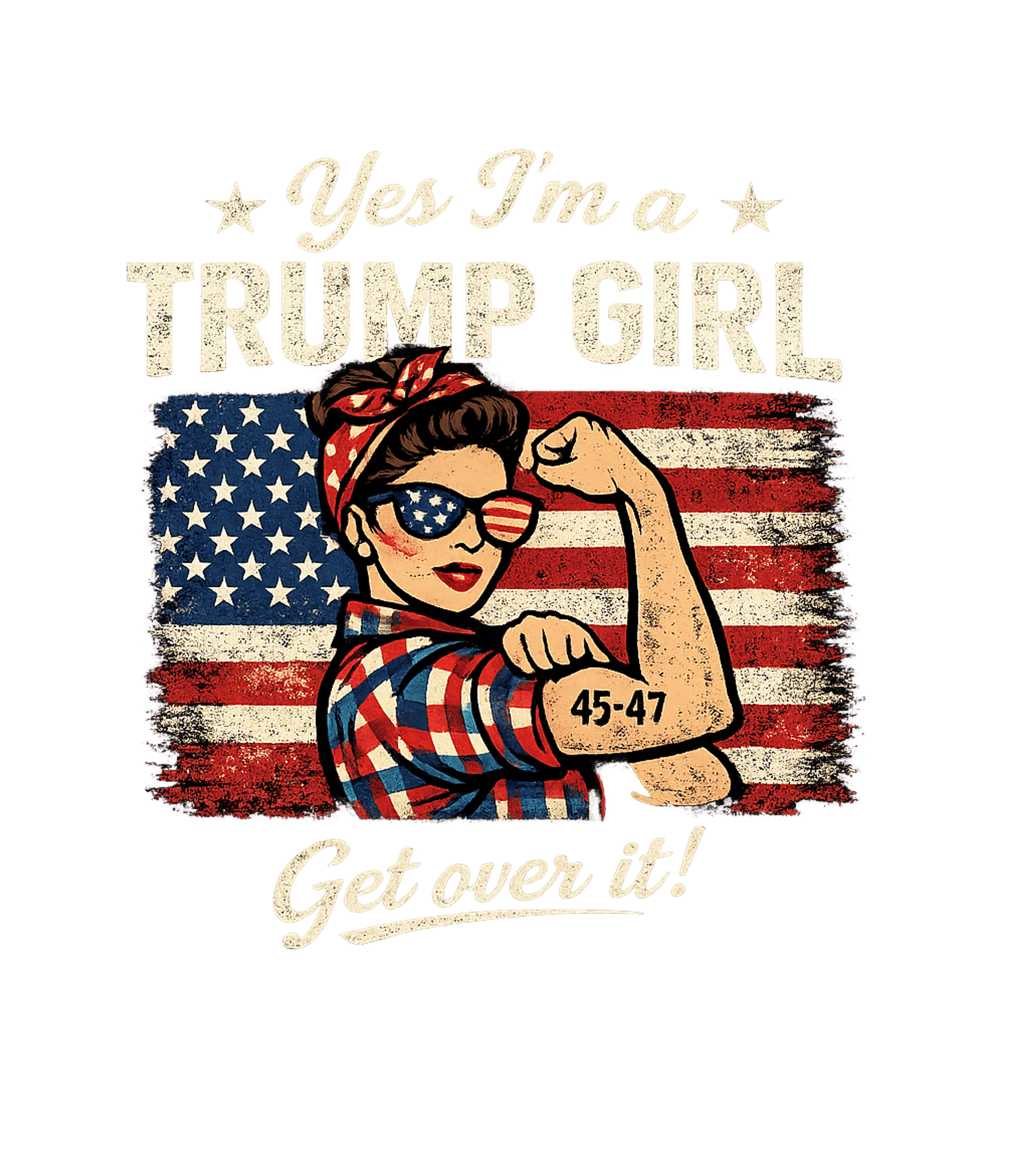 Trump Girl Get Over It USA Flag T-Shirt