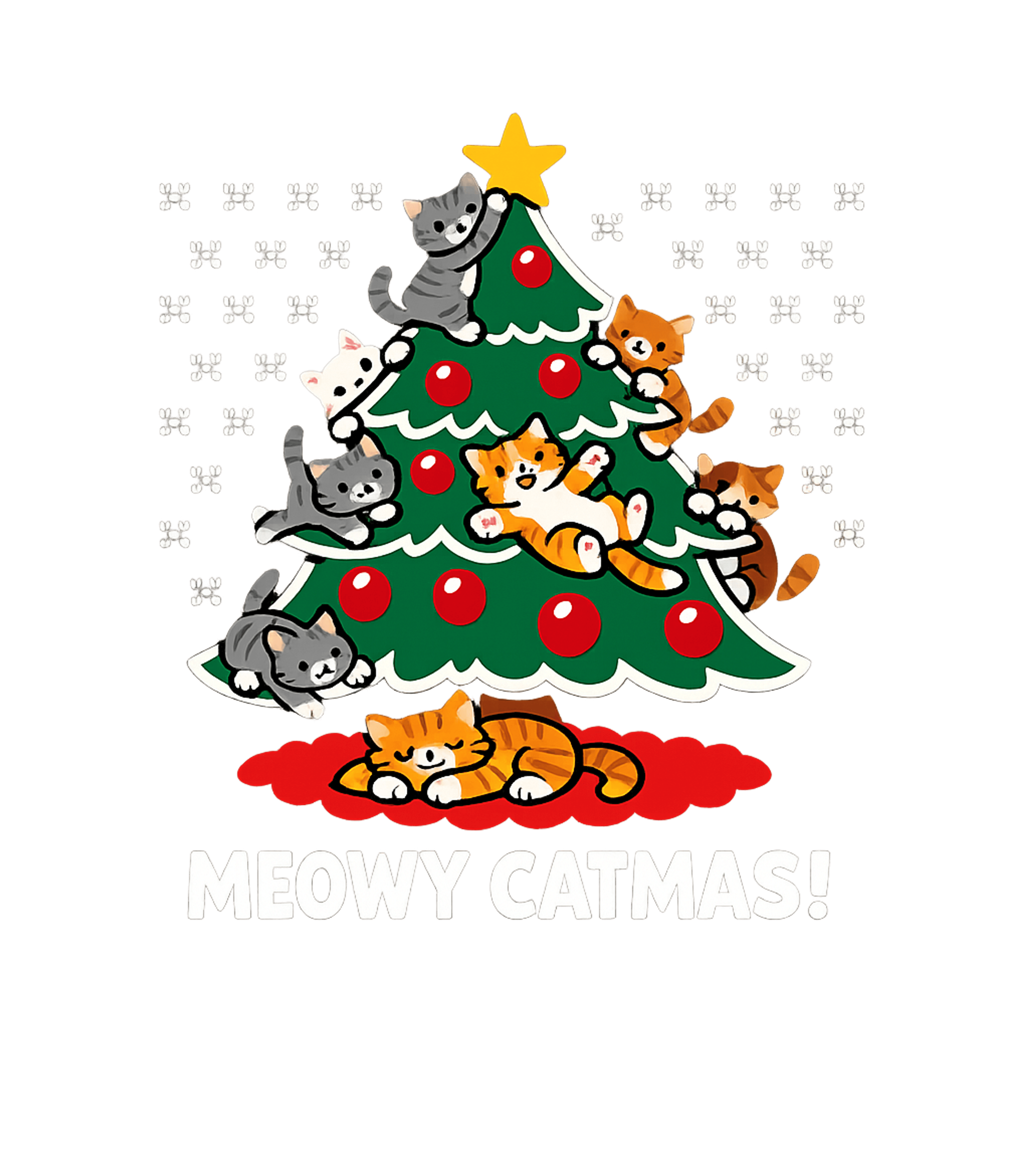 Meowy Christmas Cat Tree Ugly Christmas Sweater Men's T Shirt
