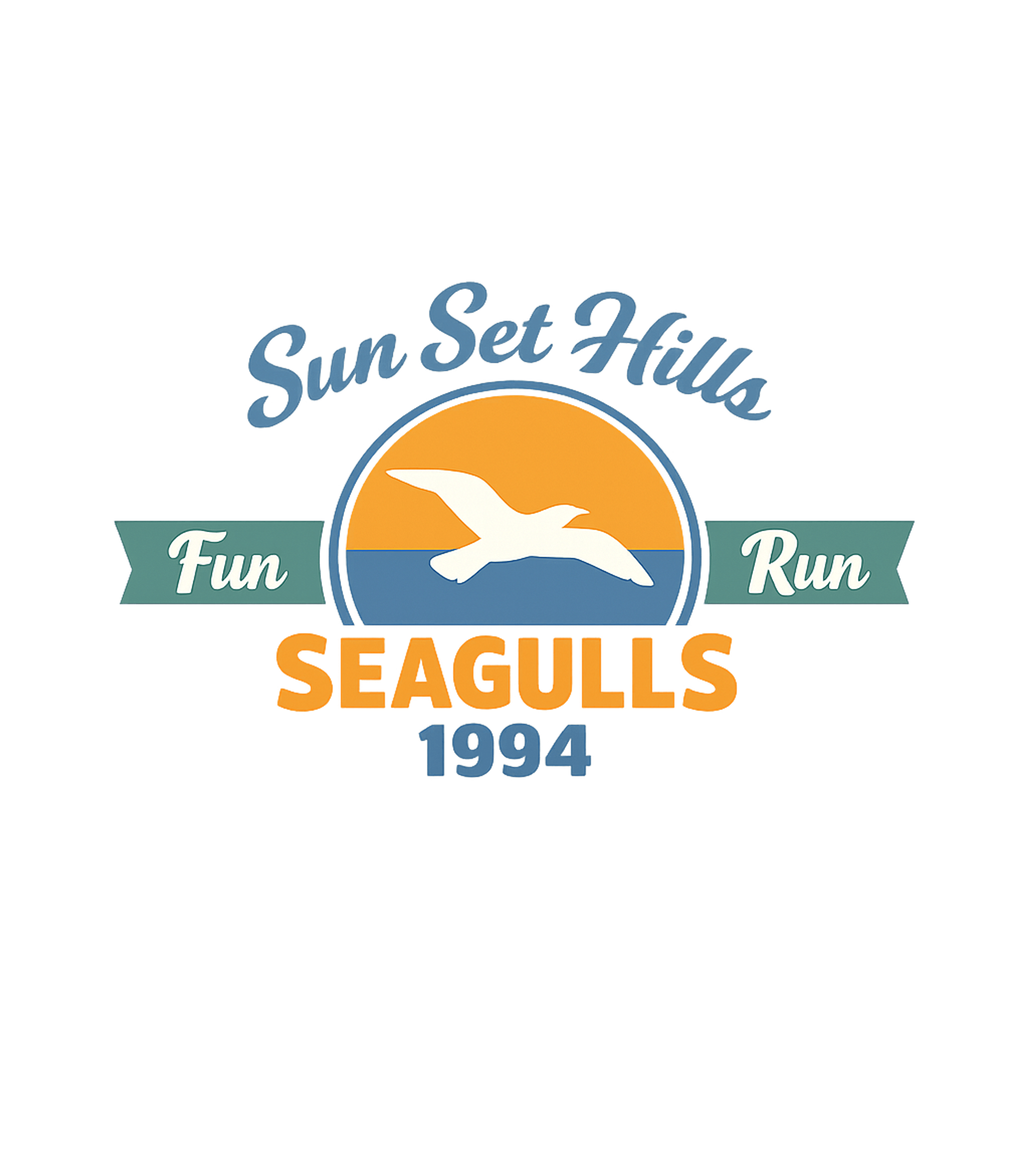 Vintage Light Gray Sun Set Hills Fun Run Seagulls T-Shirt (1990s)
