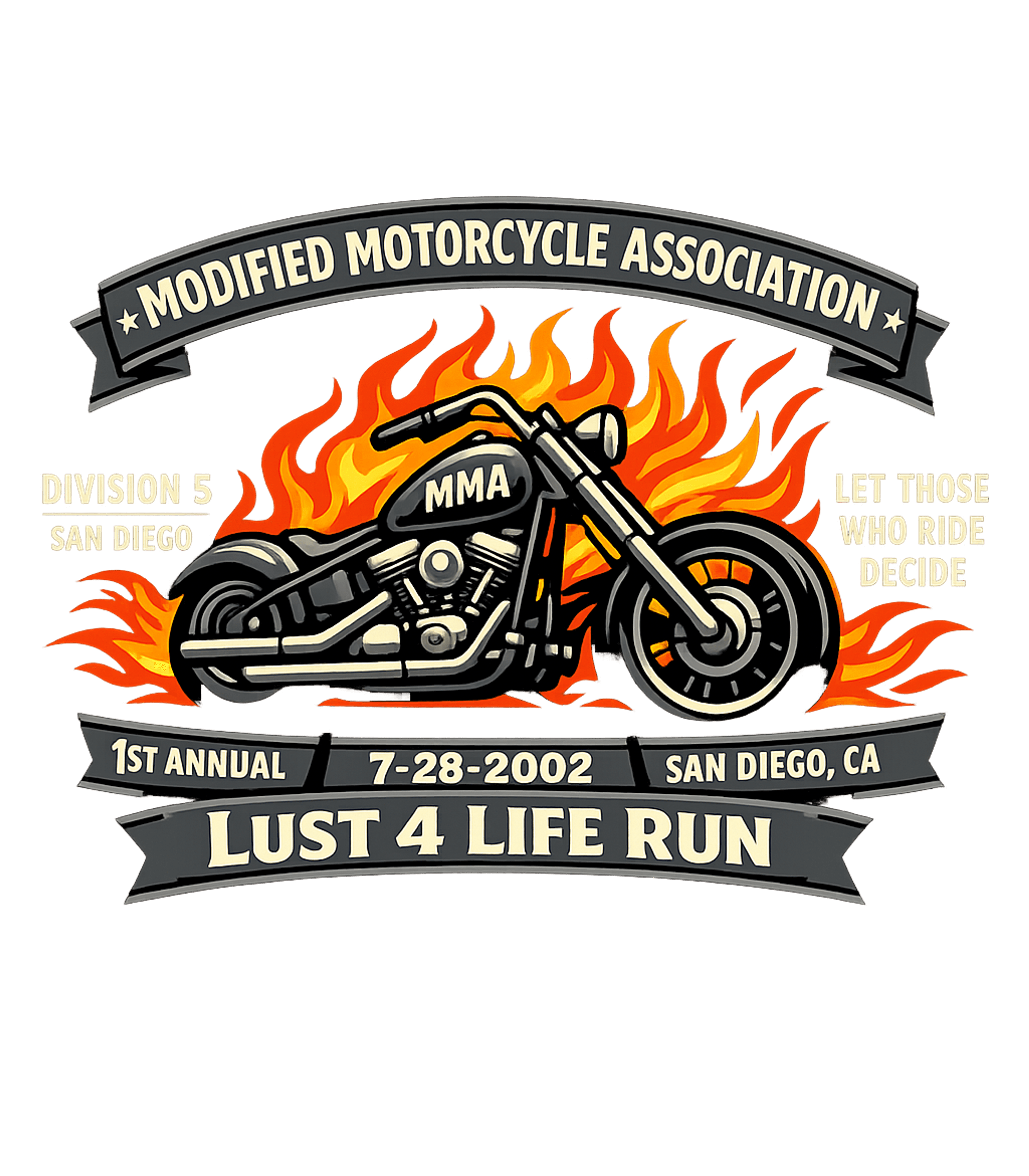 Vintage MMA Modified Motorcycle Association 1st Annual "Lust 4 Life" Run T-Shirt