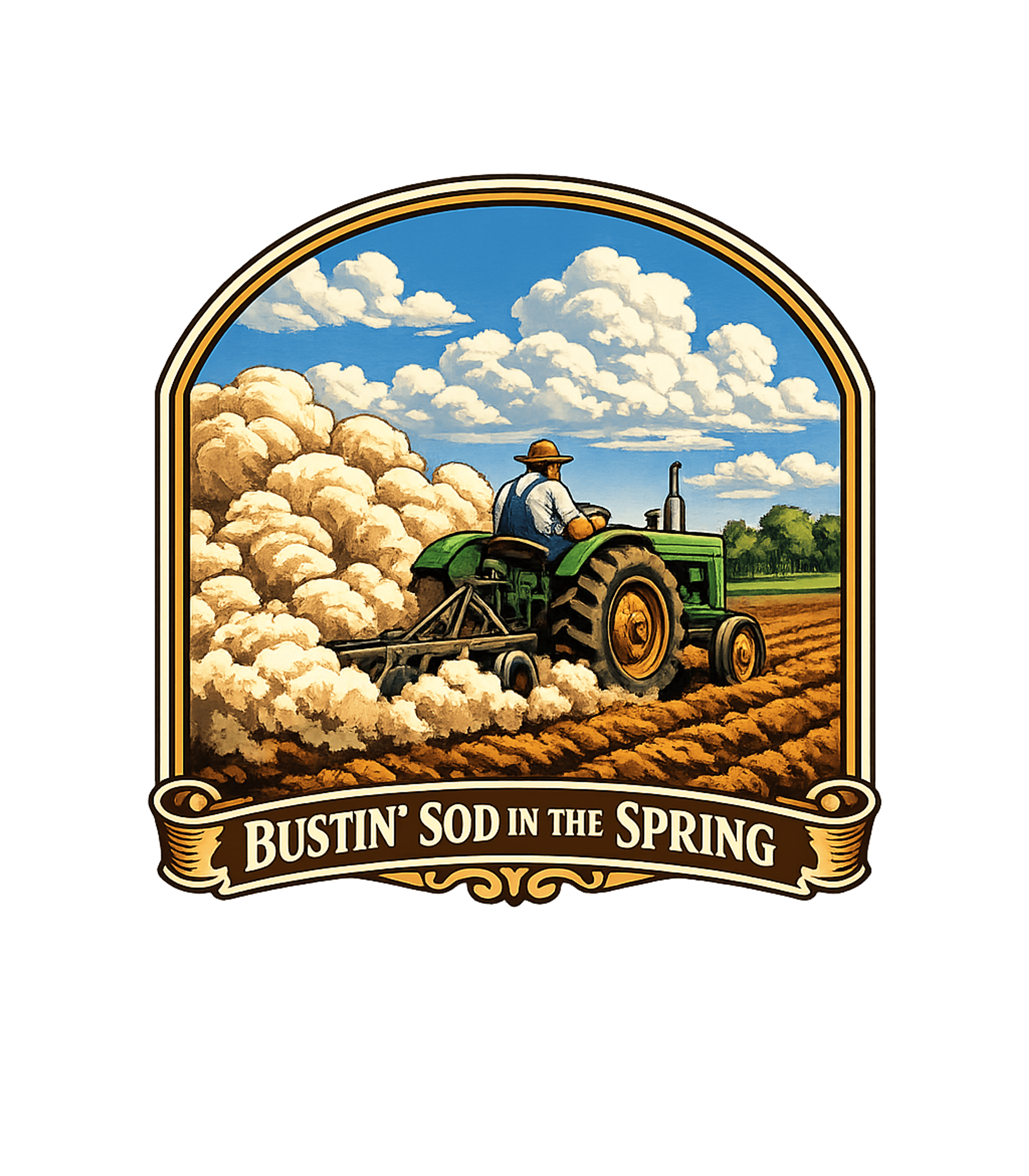 Vintage "Bustin' Sod In The Spring" Farming T-Shirt