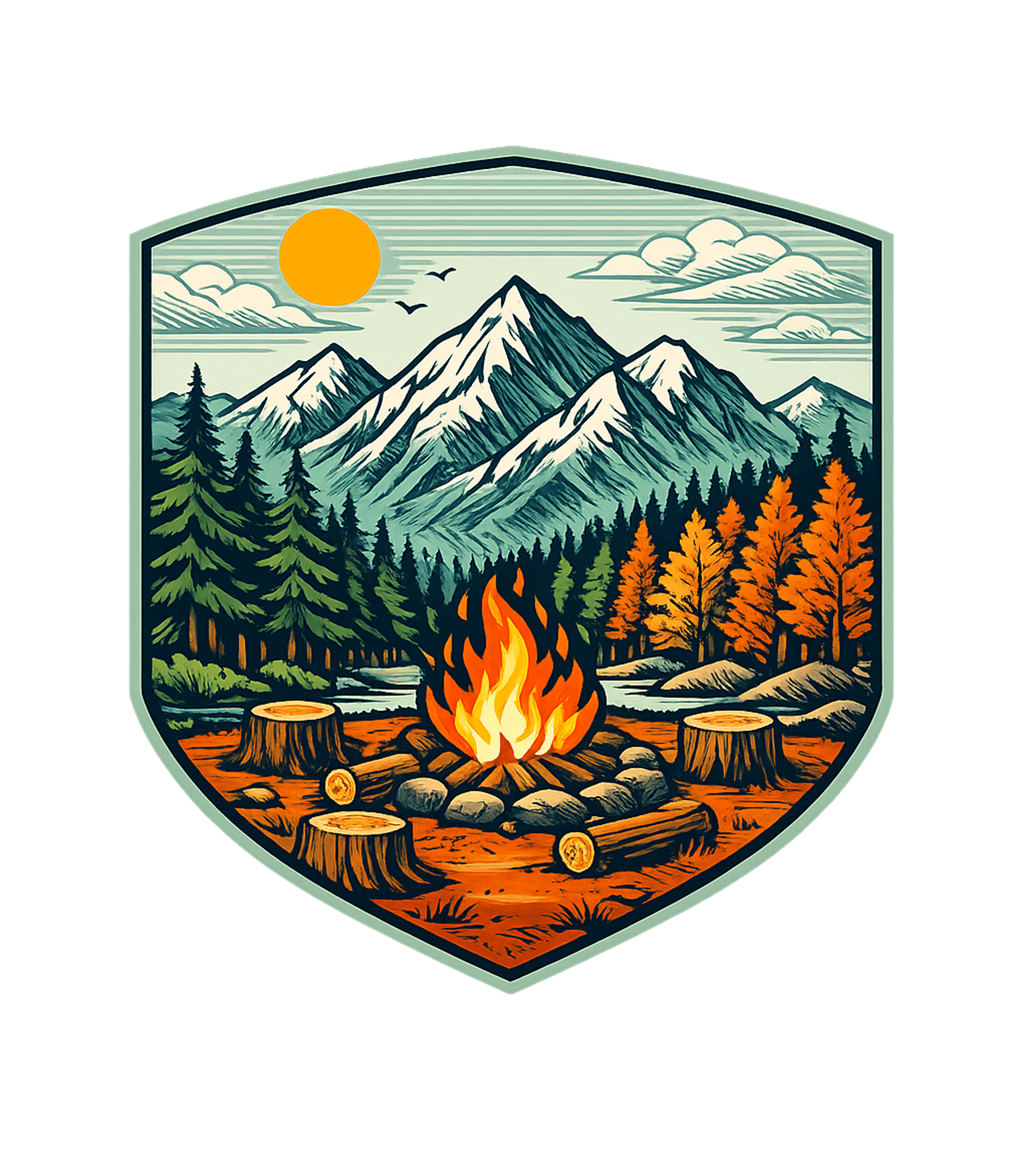 Rustic Campfire Mountains