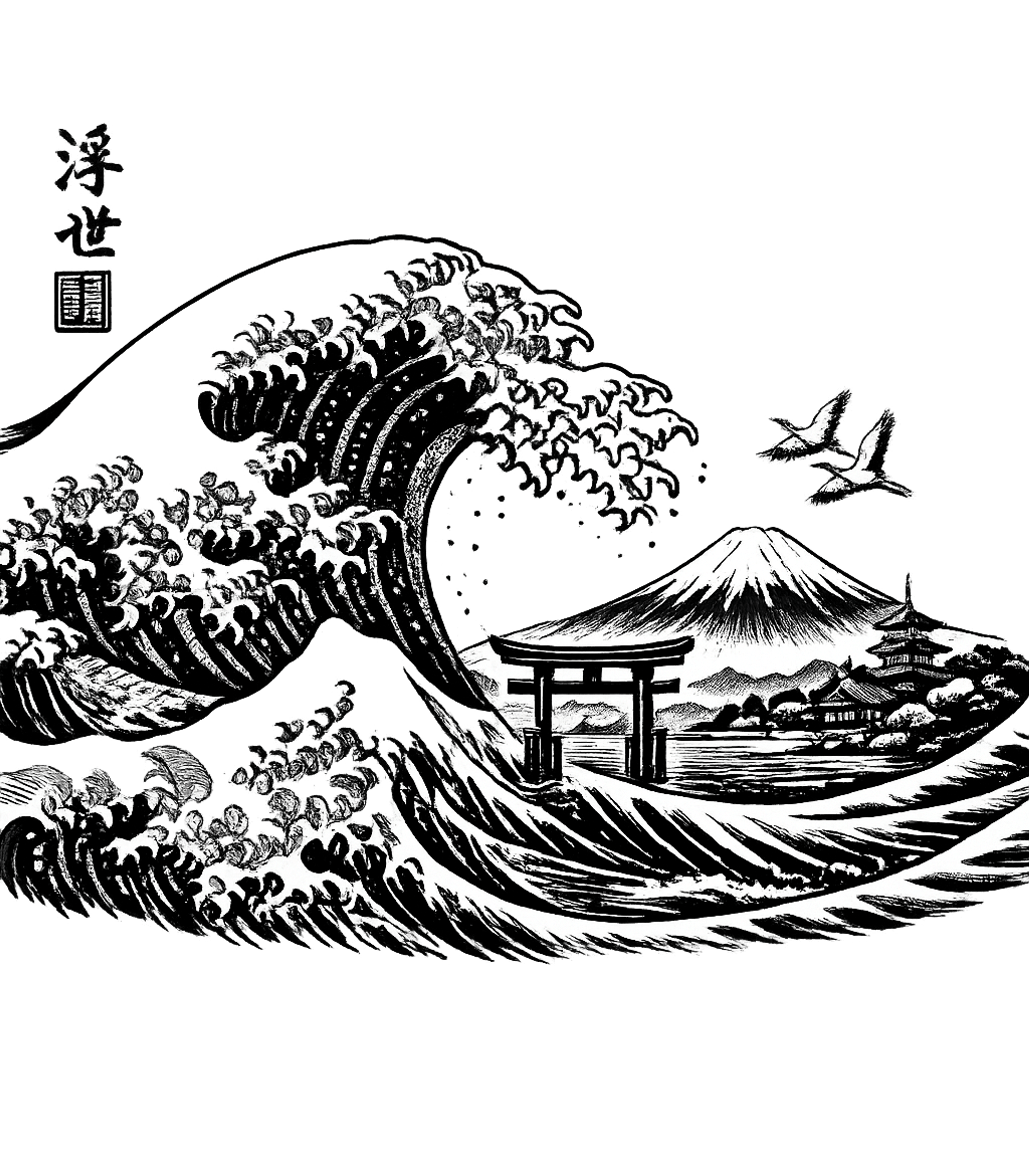 Japanese Wave Fuji Torii