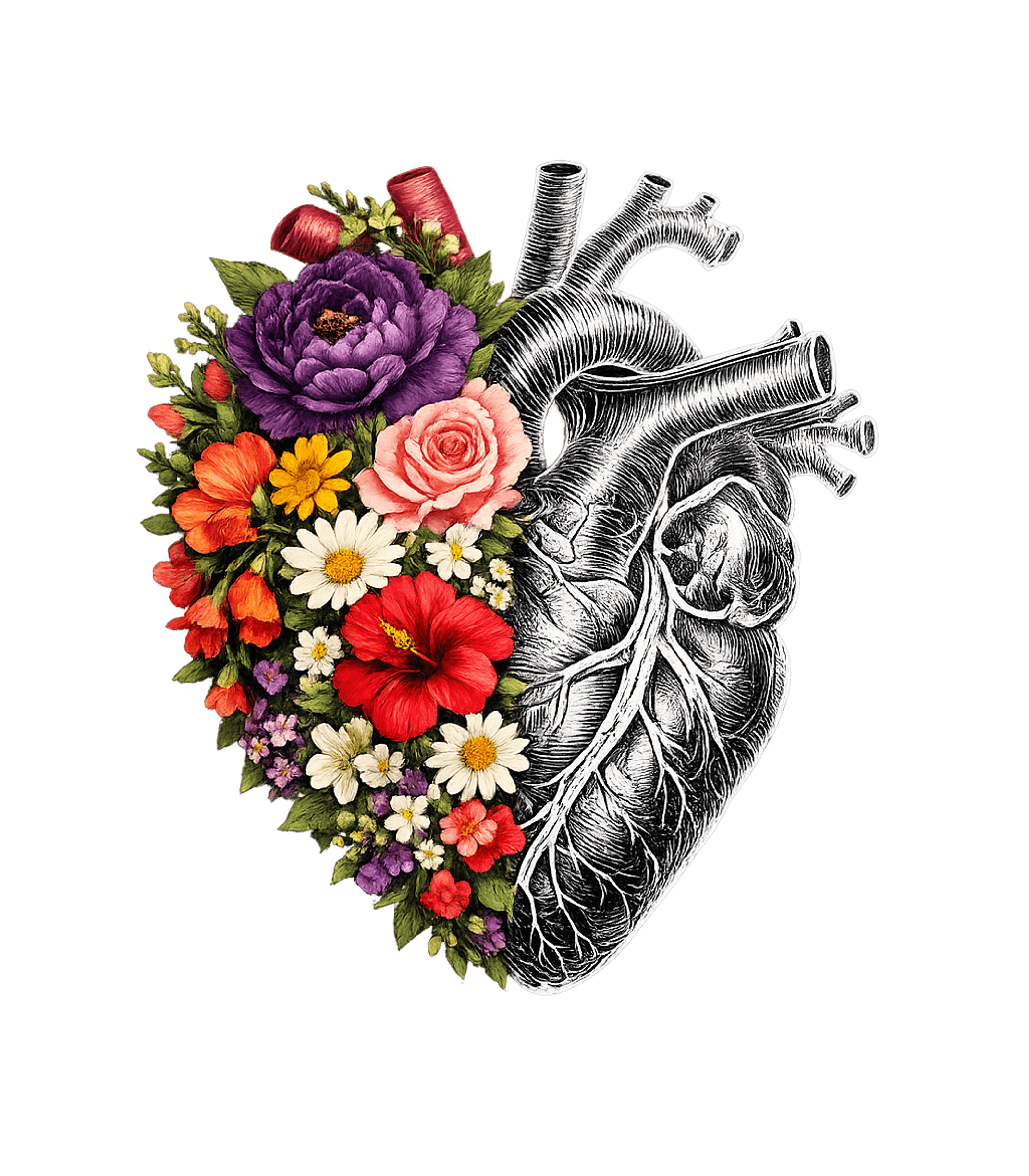 Floral Anatomical Heart