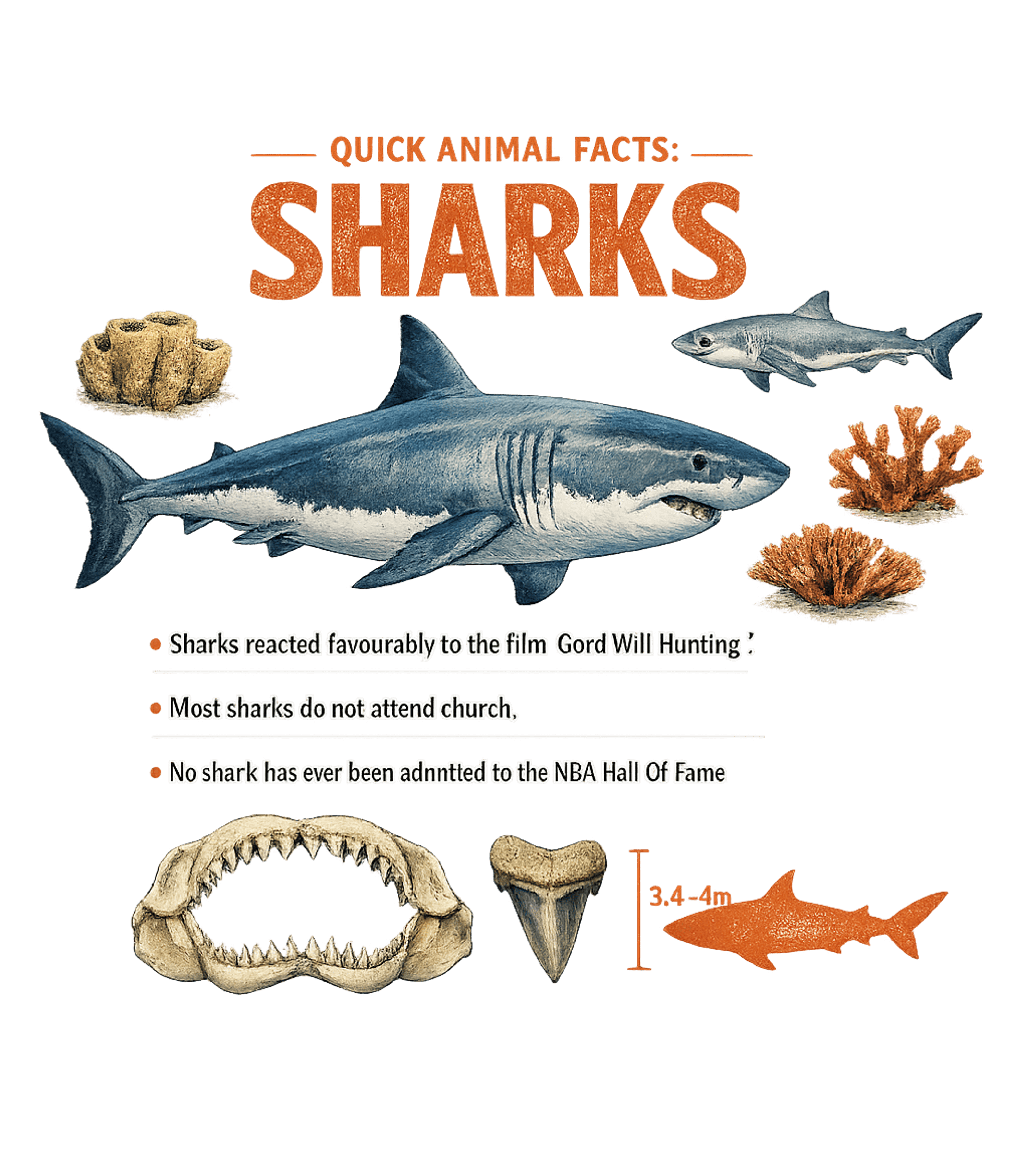 Quick Animal Facts - Sharks T-Shirt