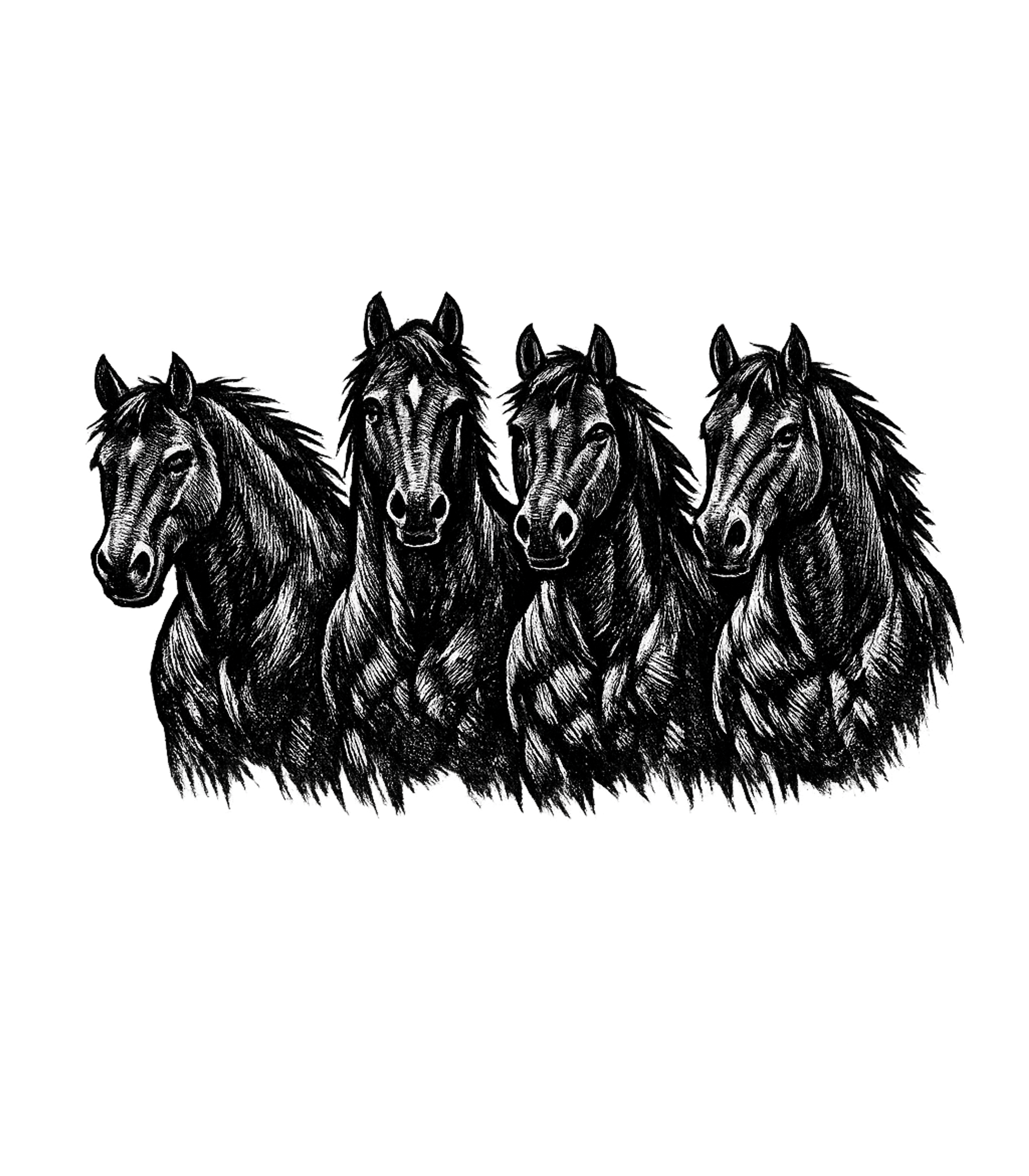 Four Majestic Horses