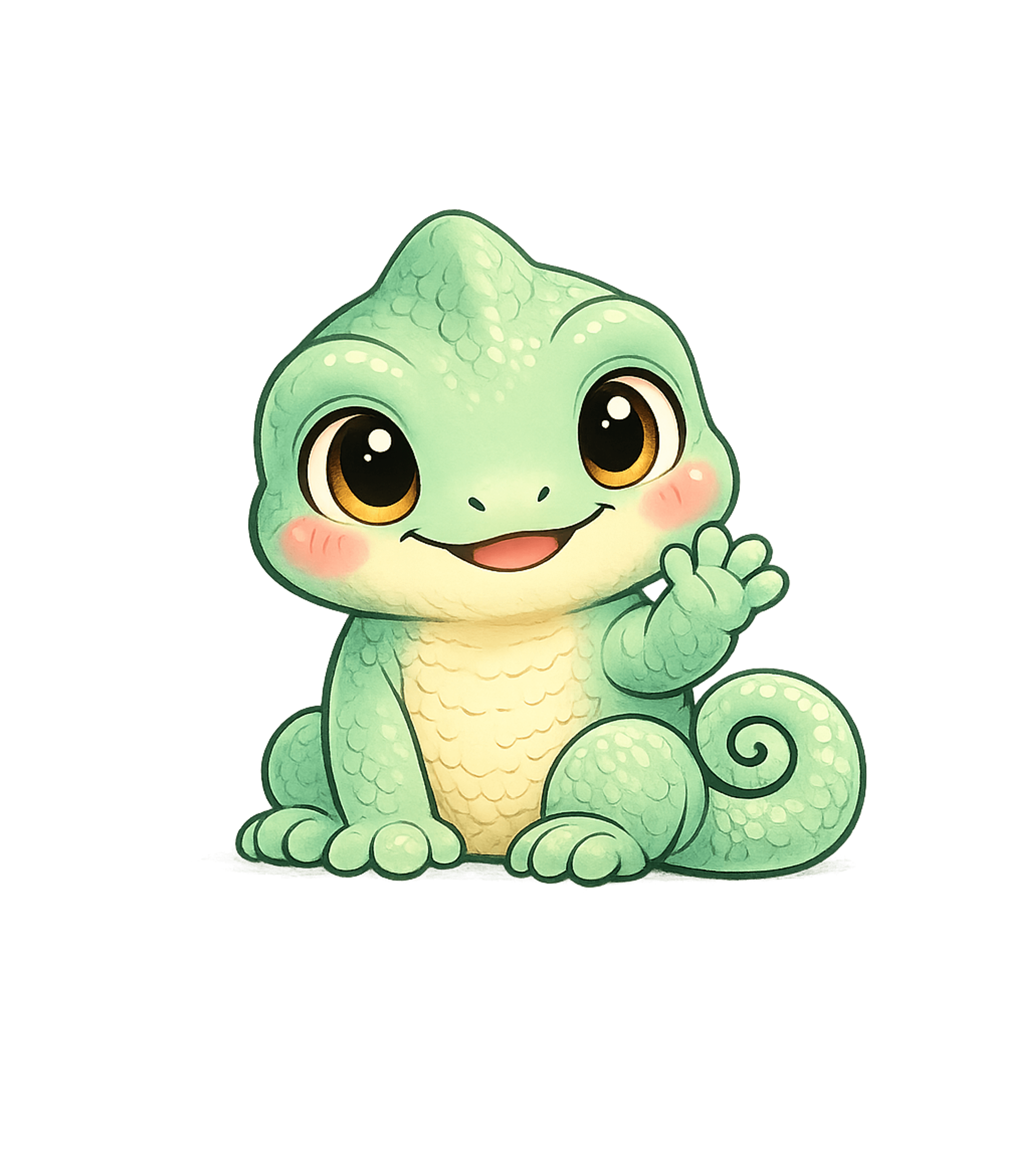 Cute Waving Chameleon