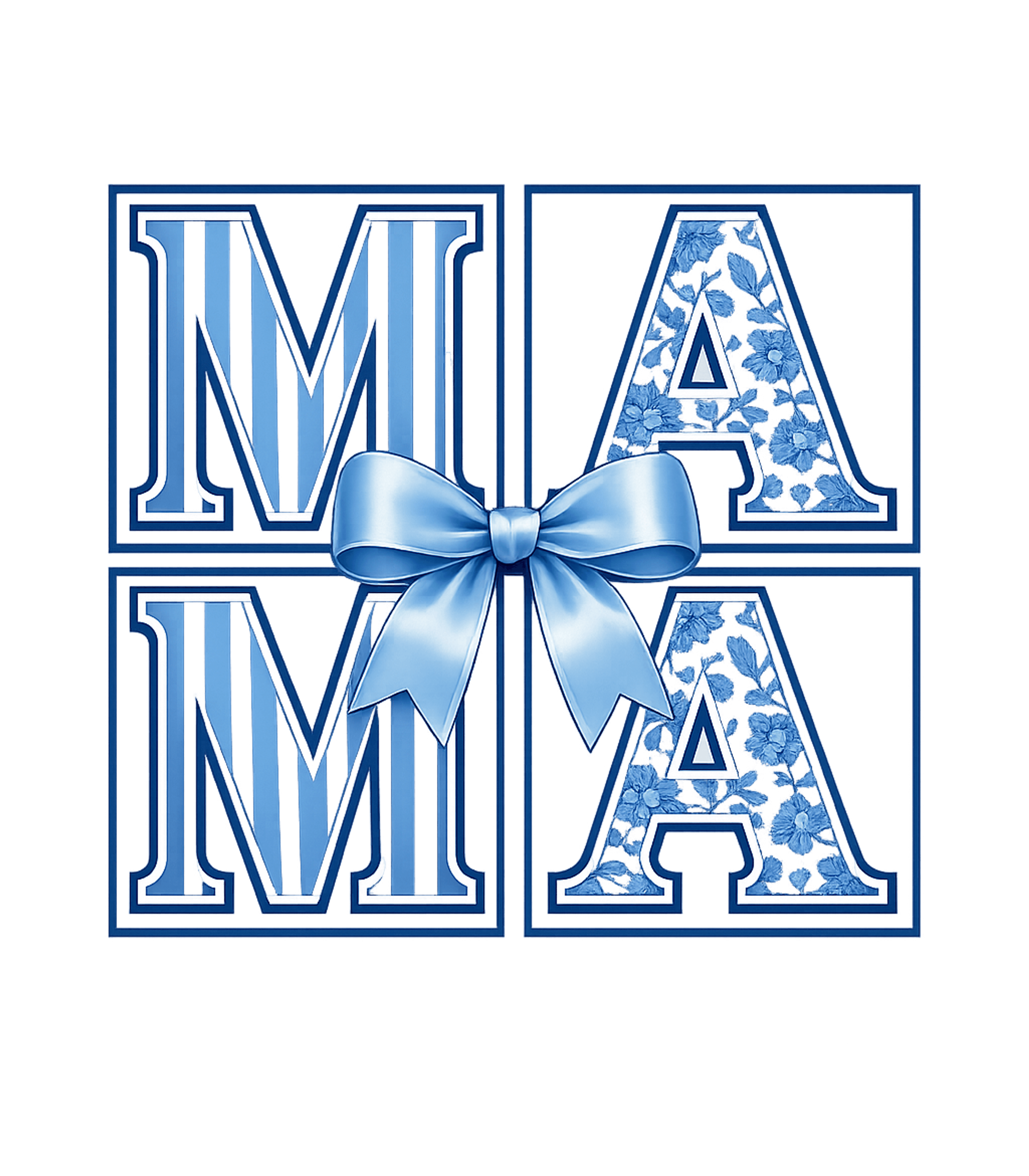 Blue Floral Mama Square Graphic Tee