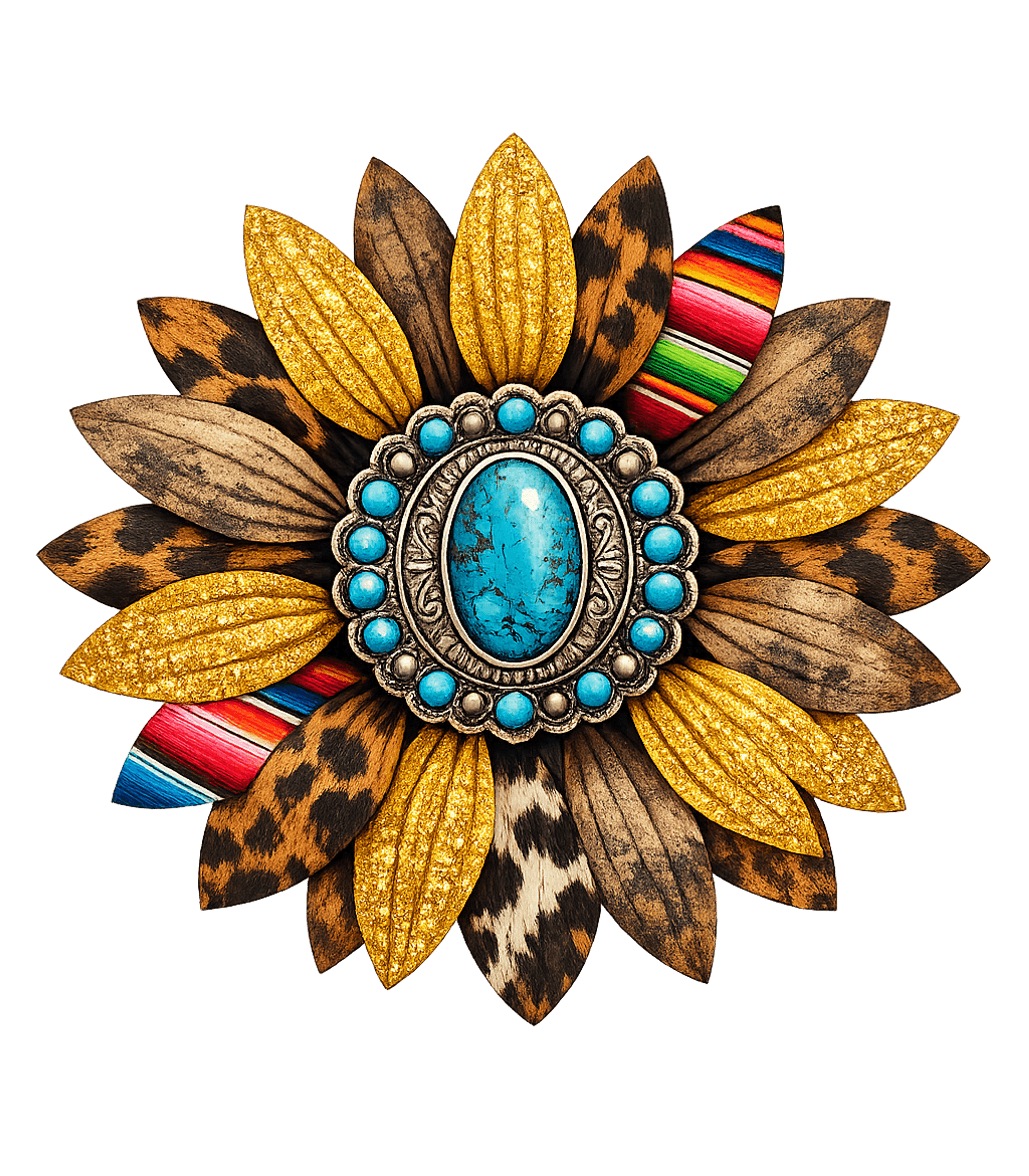 Glitter Serape Cow Gemstone Sunflower Graphic Tee