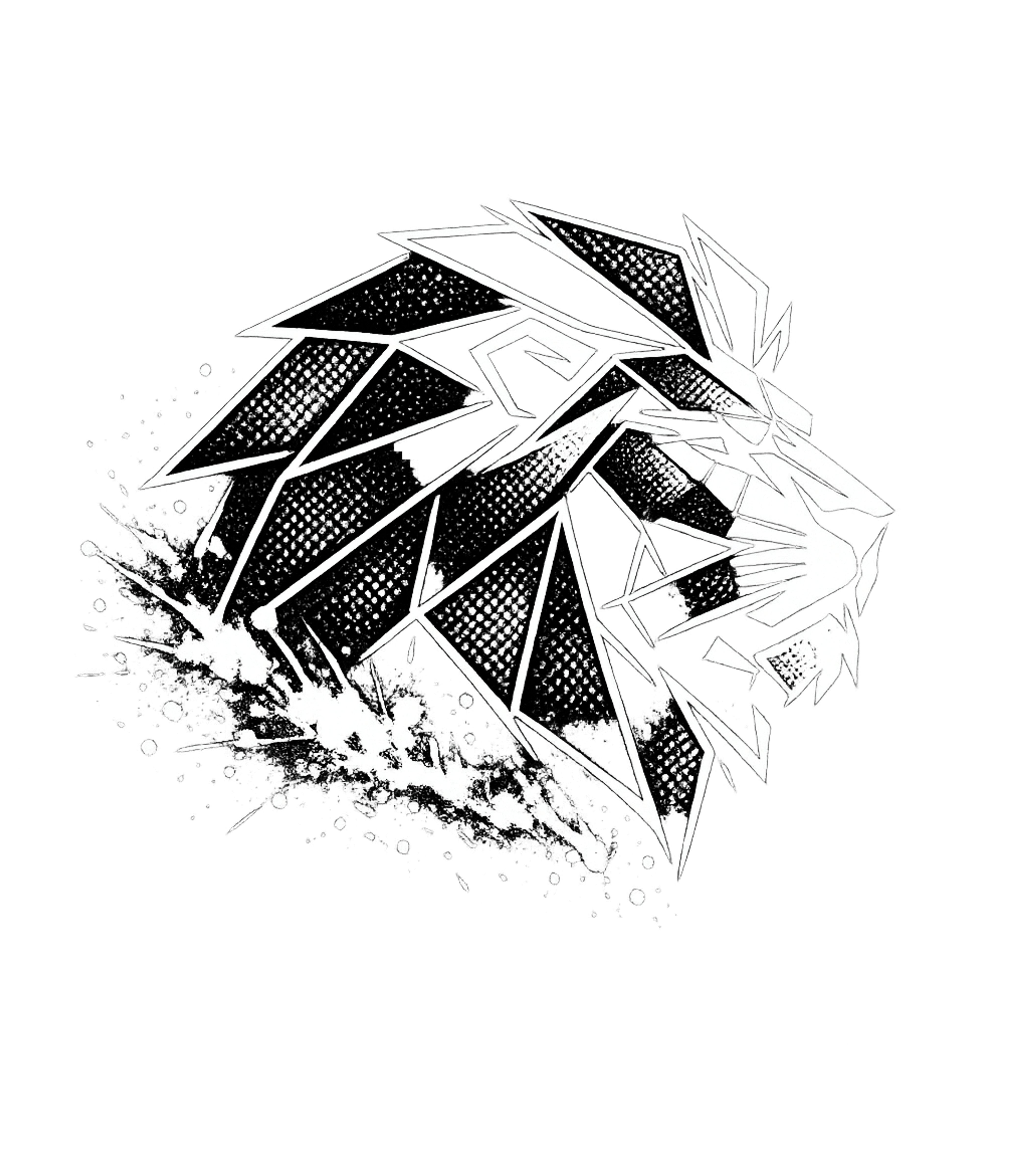 Geometric Lion Head Art