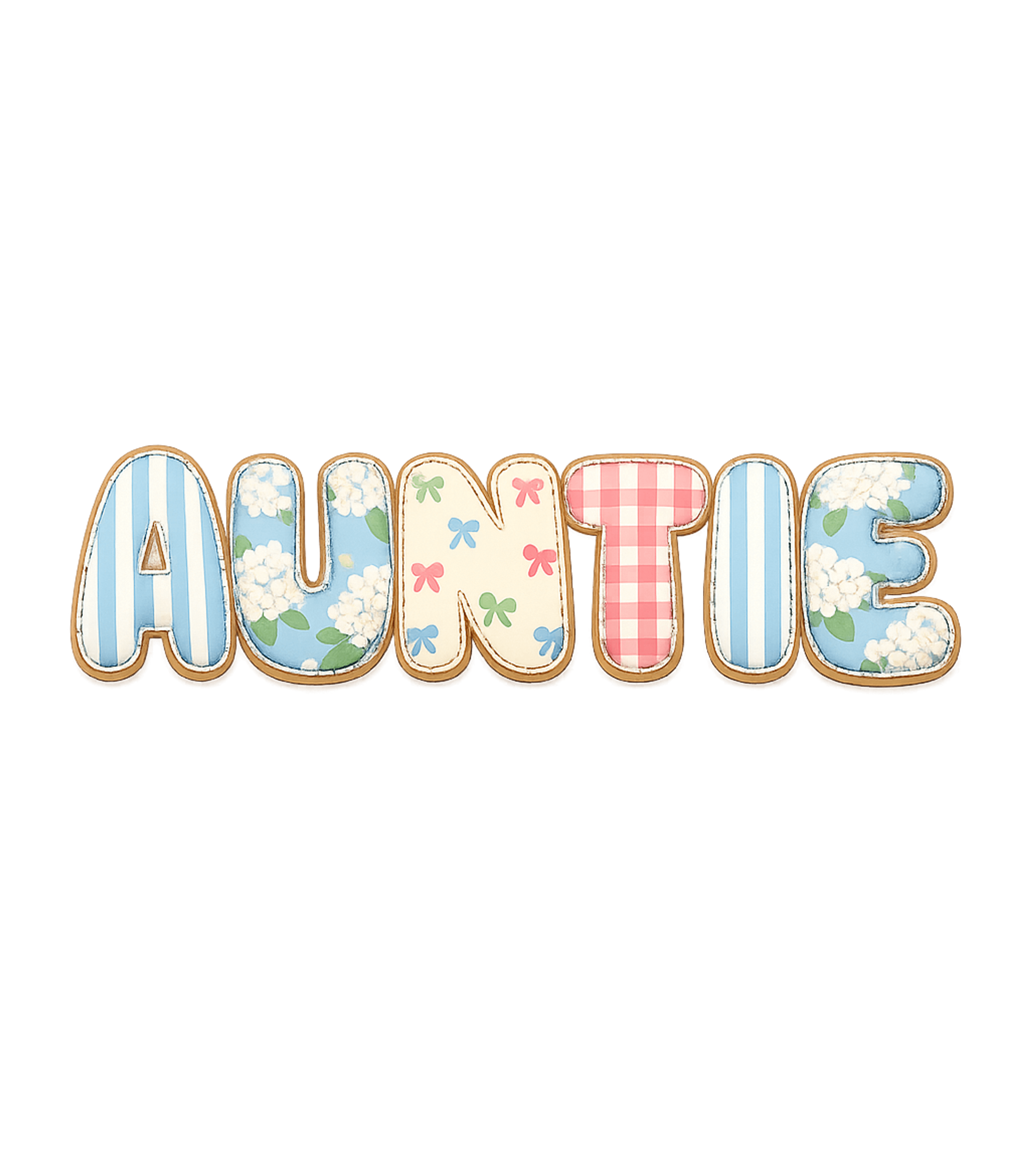 Floral & Bows Auntie Bubble Letters Graphic Tee