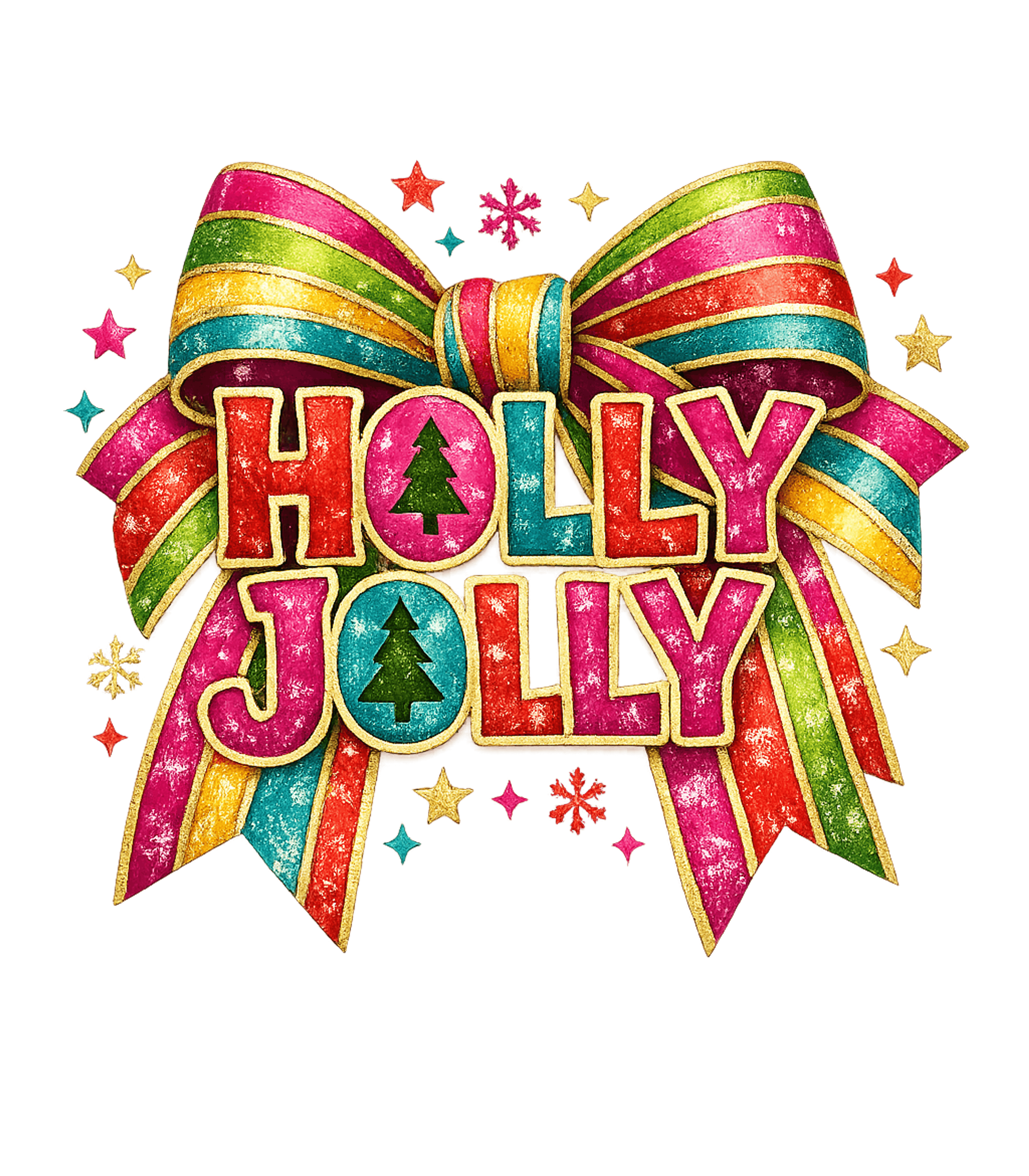 Holly Jolly Colorful Bow Graphic Tee