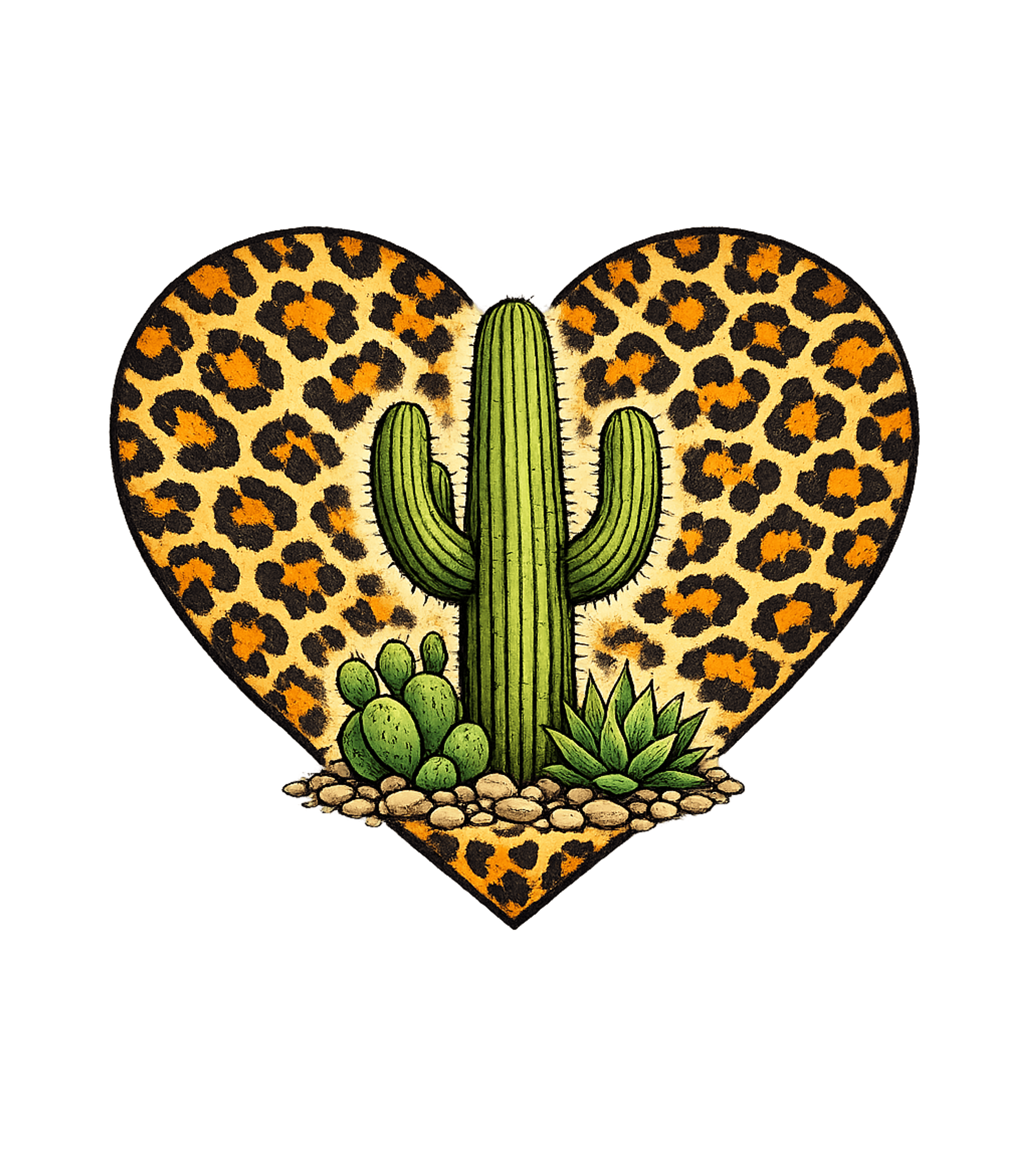 Leopard Heart Cactus Graphic Tee