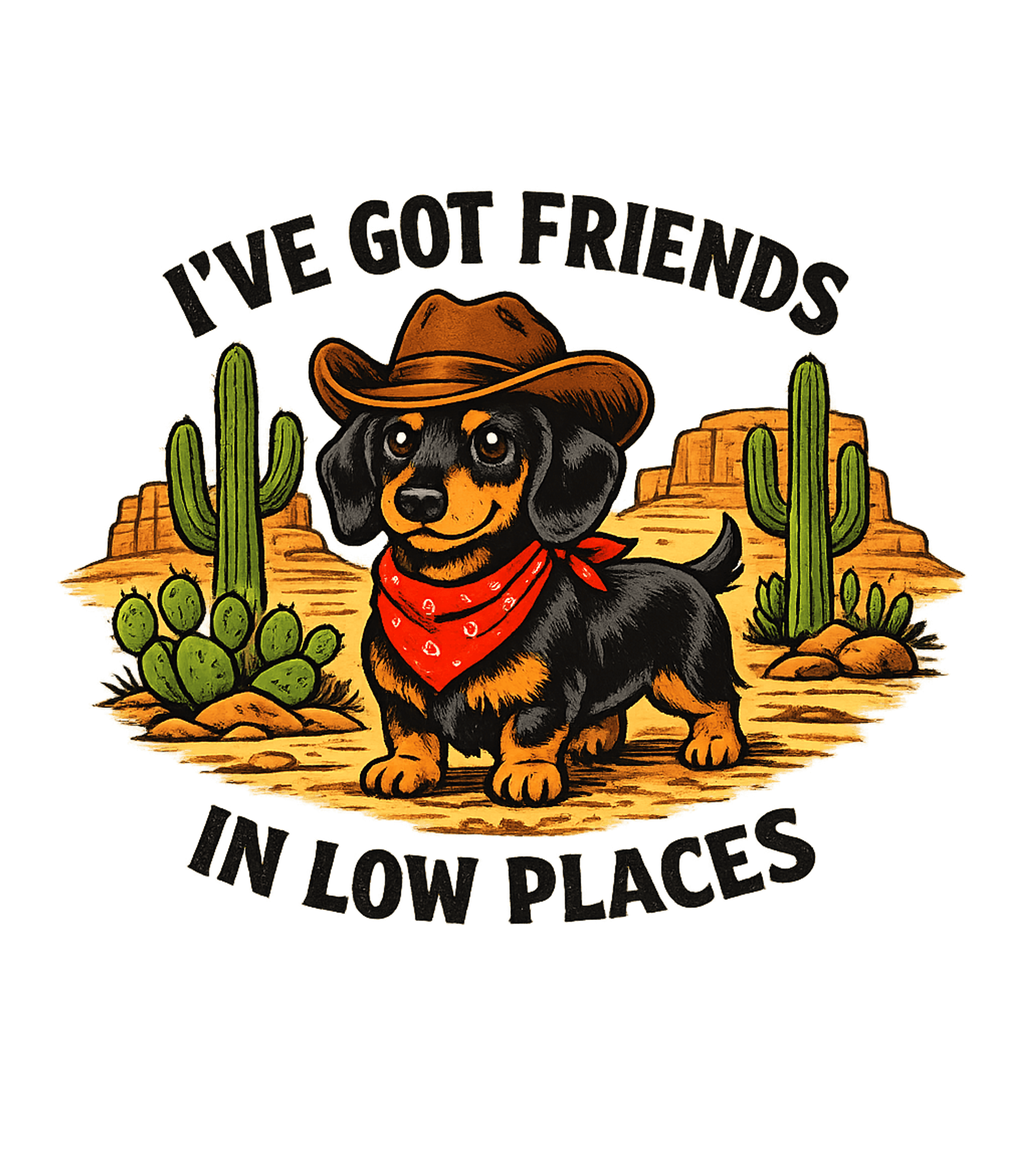 Friends in Low Places Cowboy Dog Soft Graphic Tee