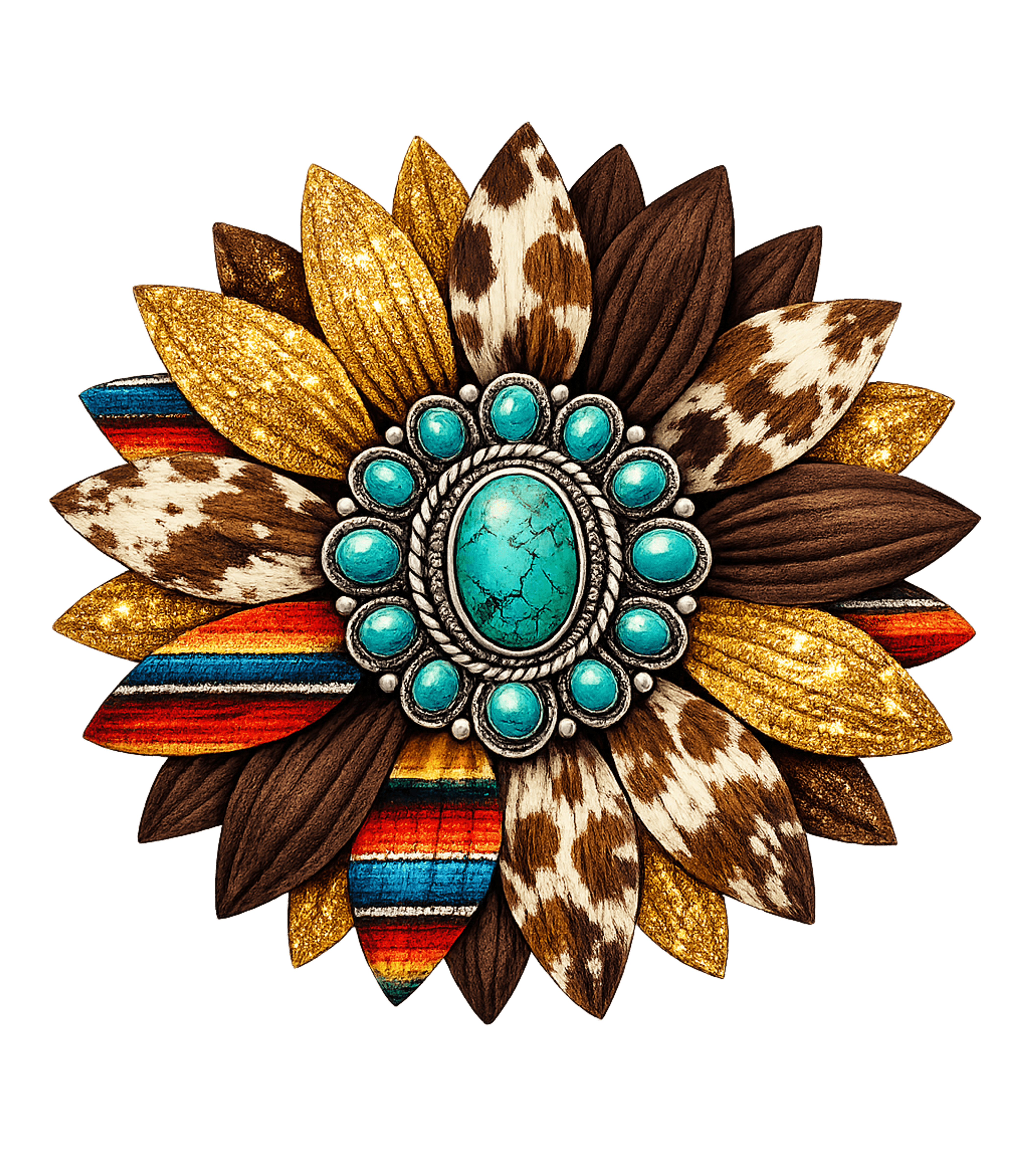 Glitter Serape Cow Gemstone Sunflower Graphic Tee