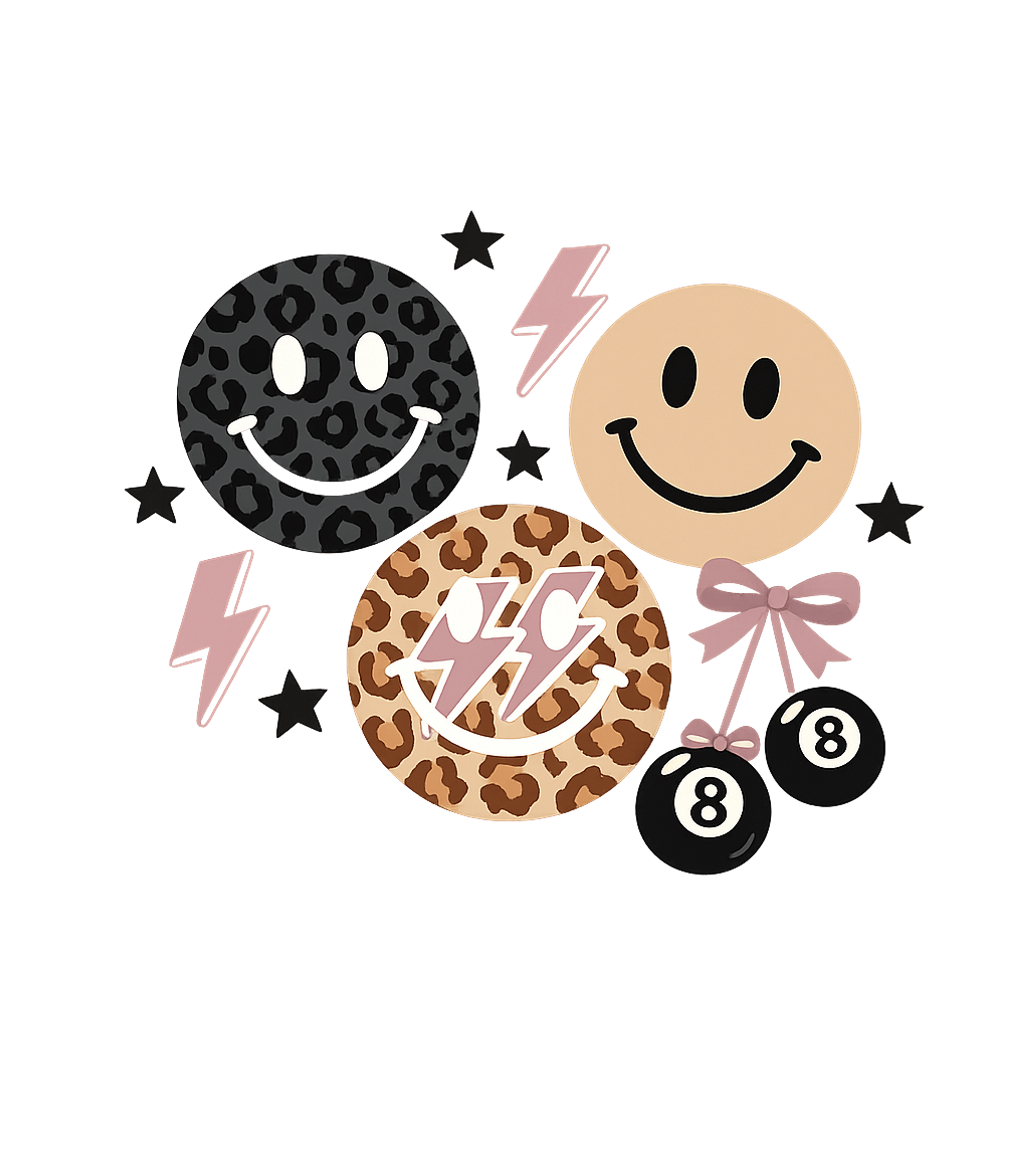 Leopard Grunge Happy Faces Tee - Espresso