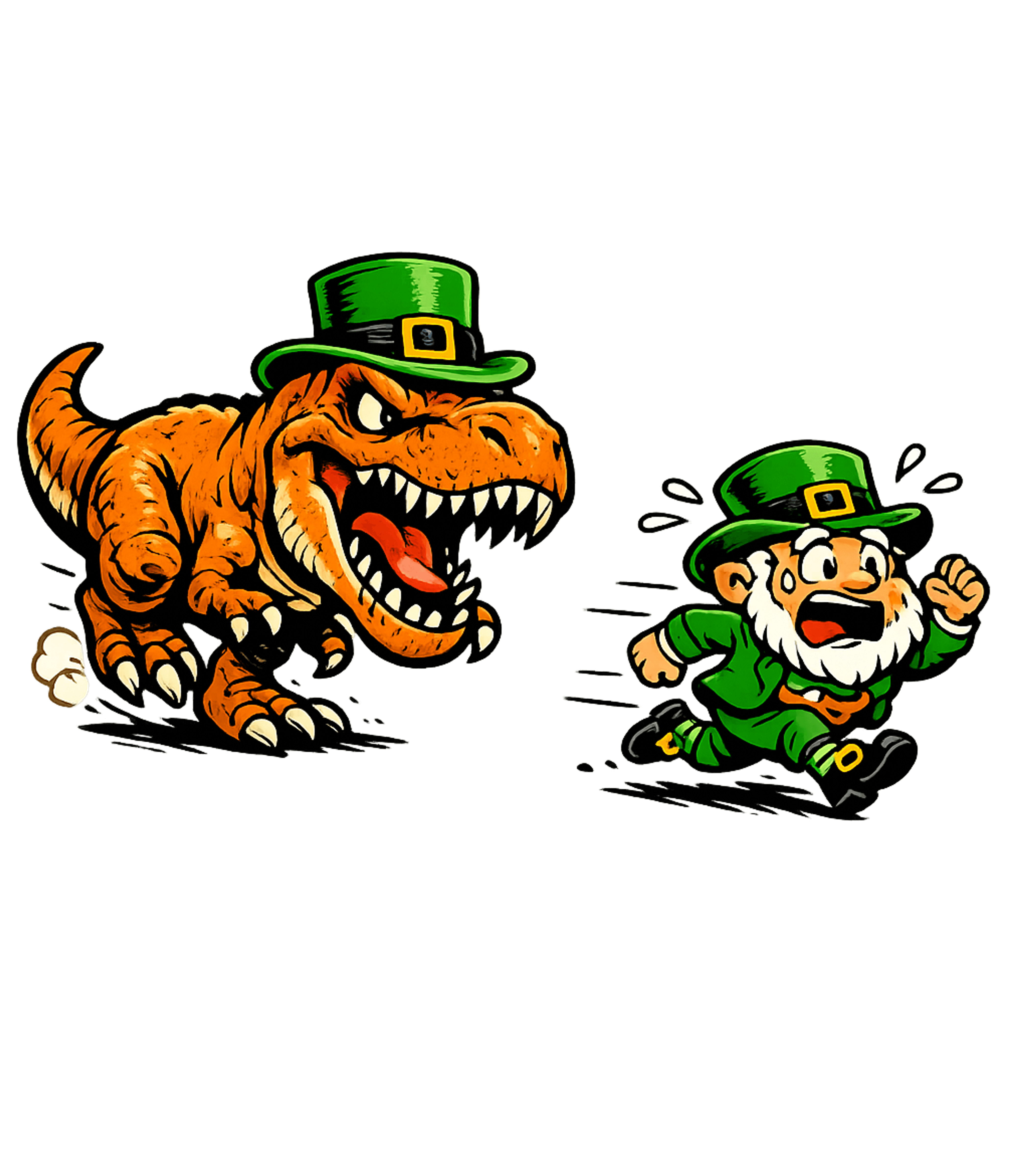 T Rex Chasing Leprechaun Men's T Shirt