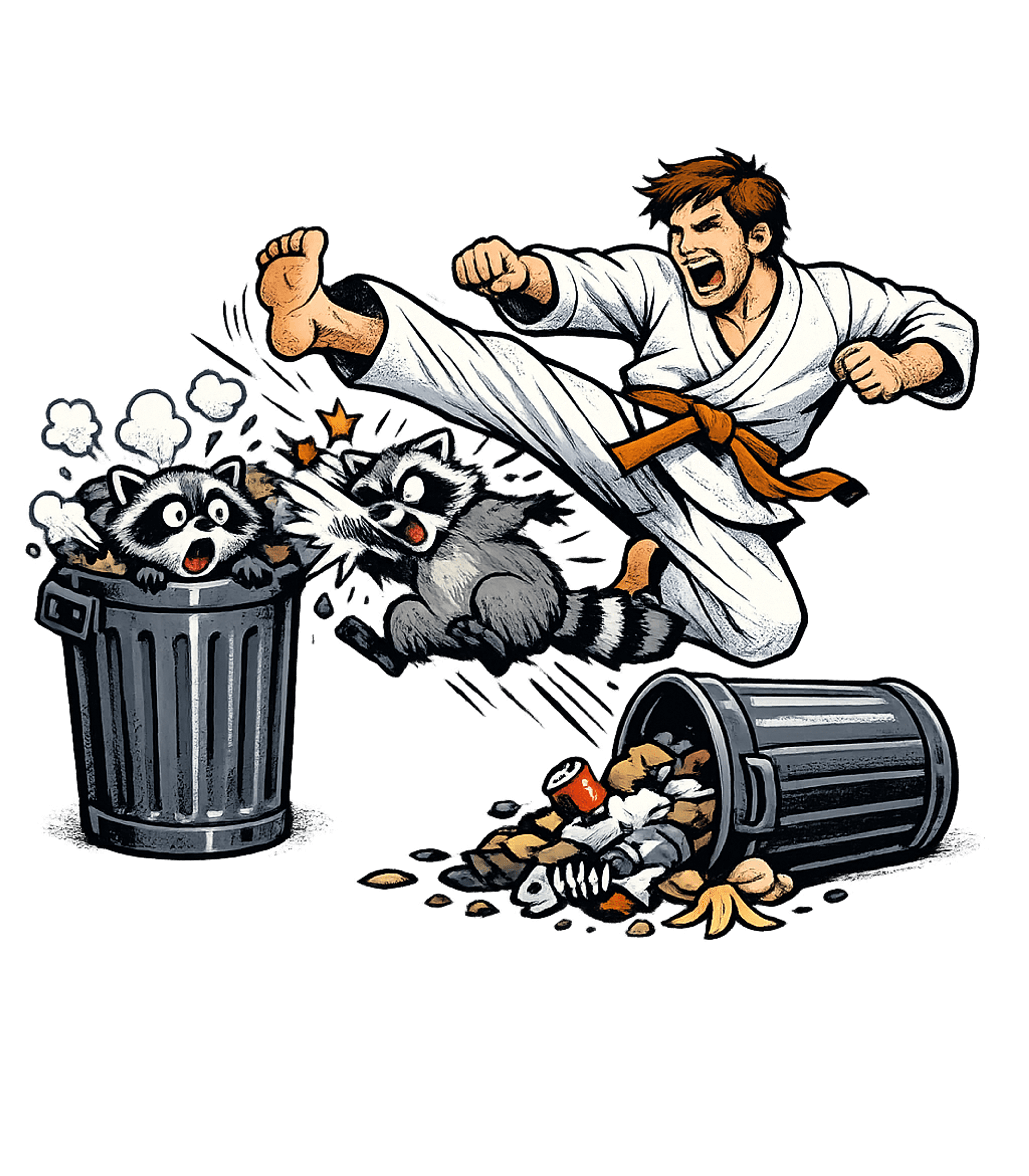 Karate Kicking Raccoon Men's T Shirt