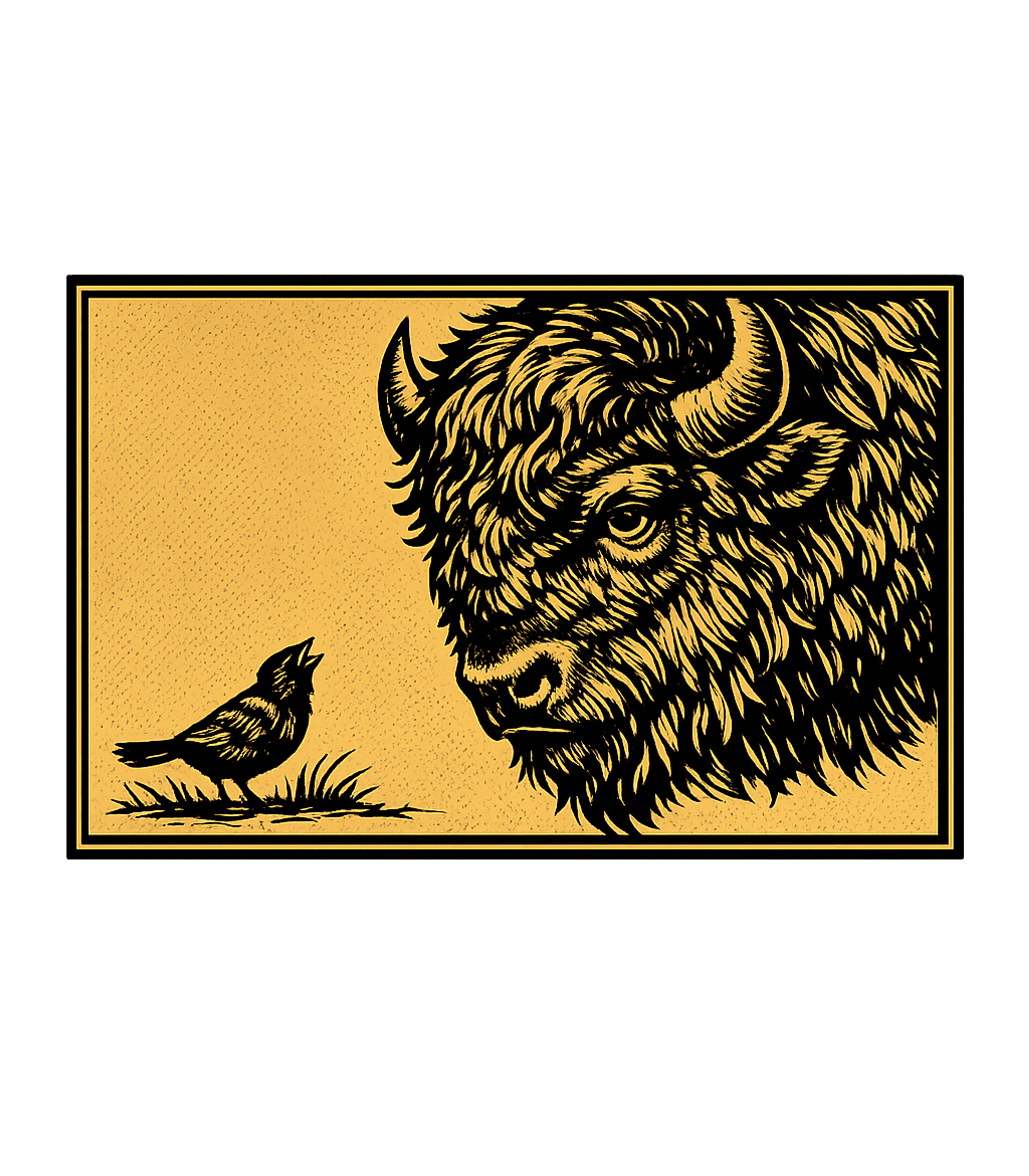 Bison and Bird Encounter