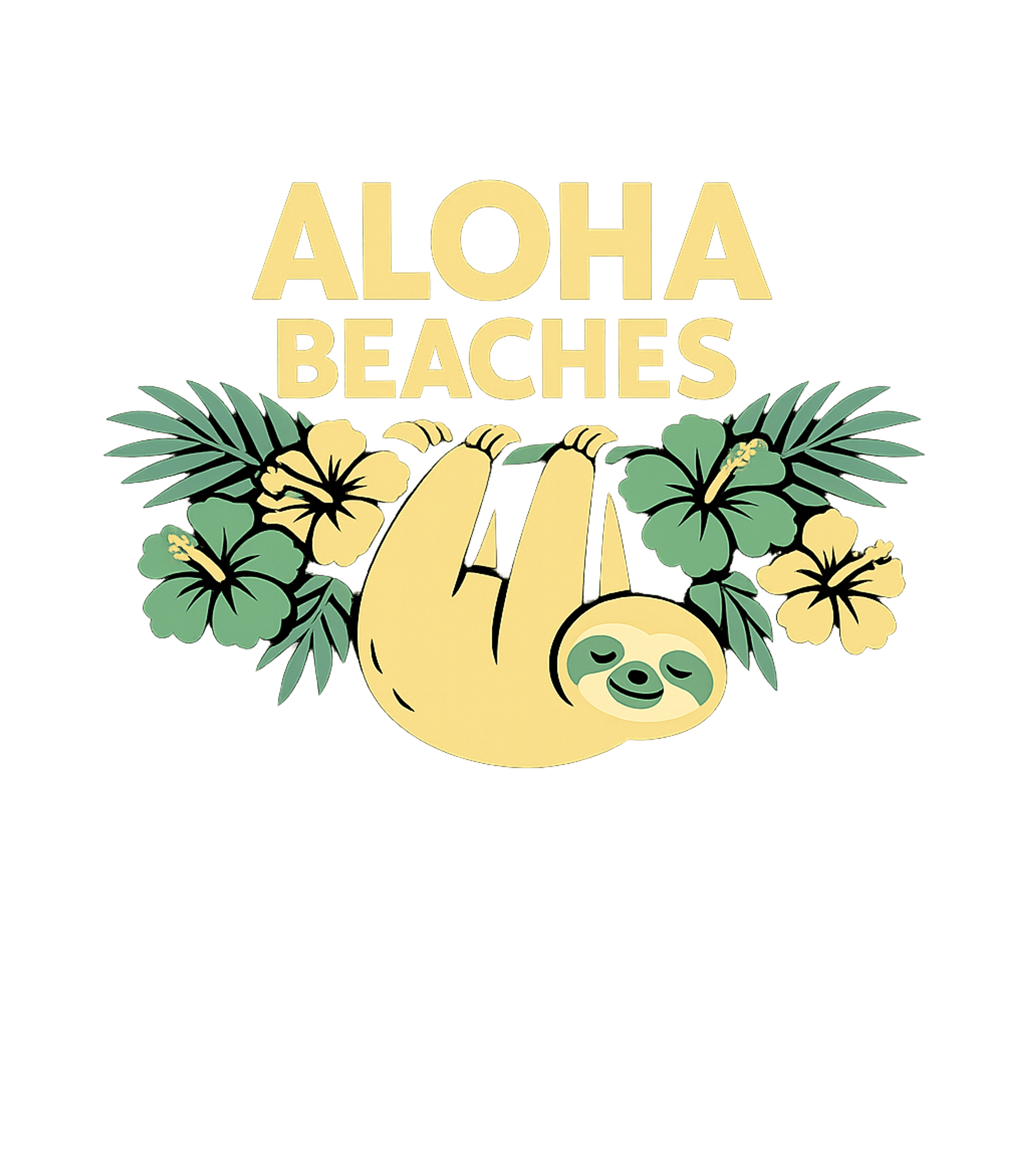 Aloha Sloth Beach Graphic