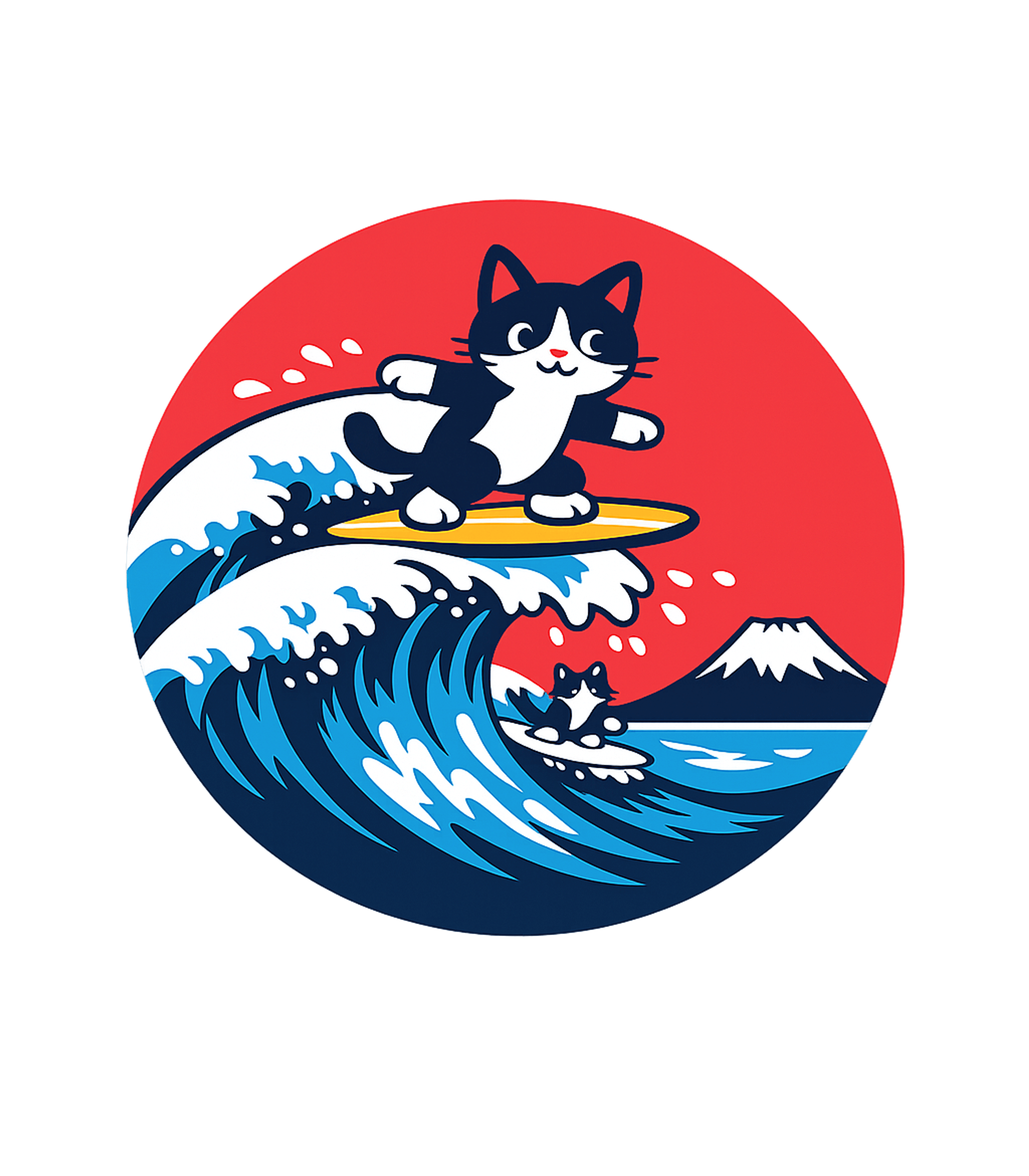 Surfing Cats Mount Fuji