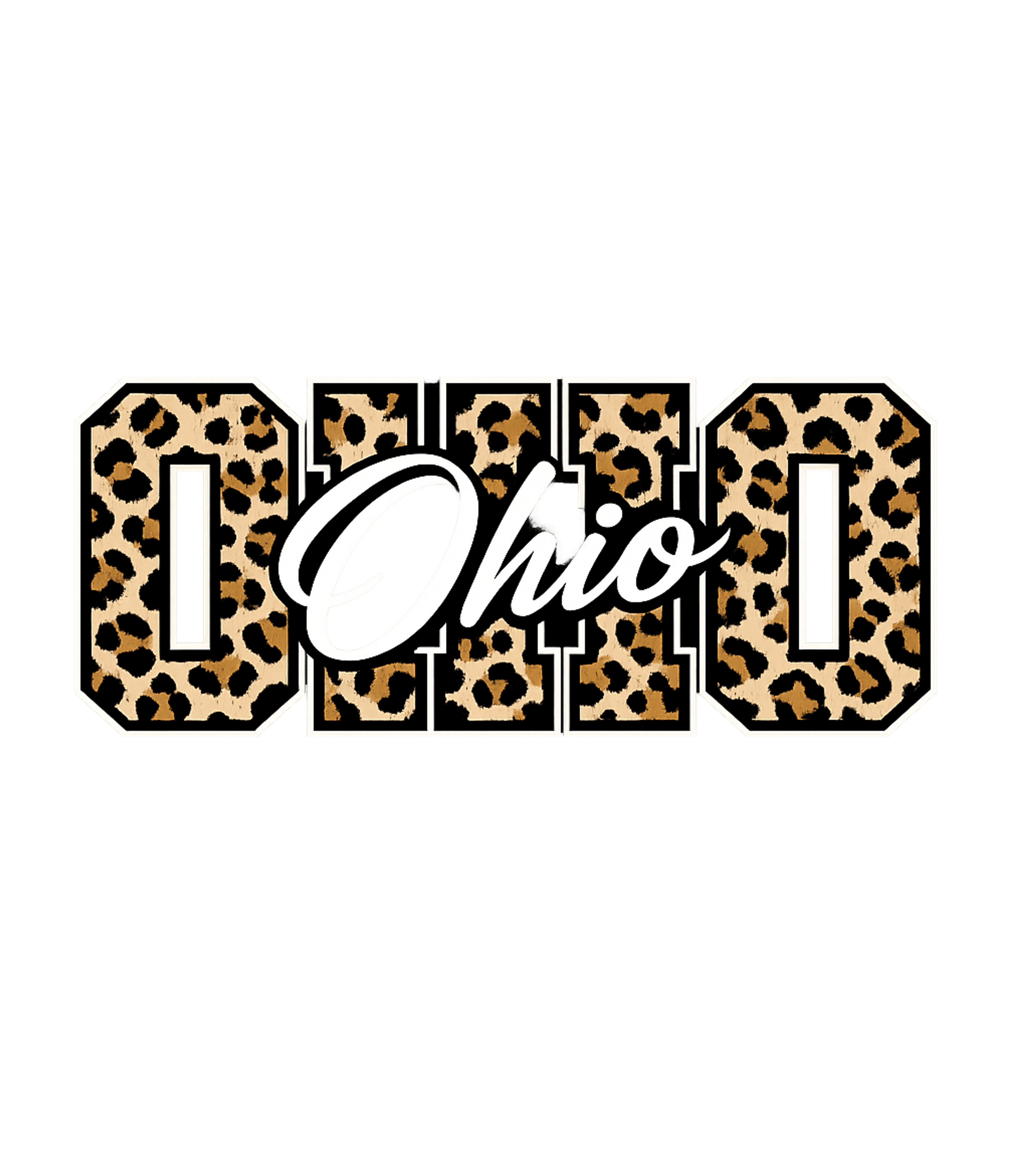 Ohio Leopard Text Basic T-Shirt