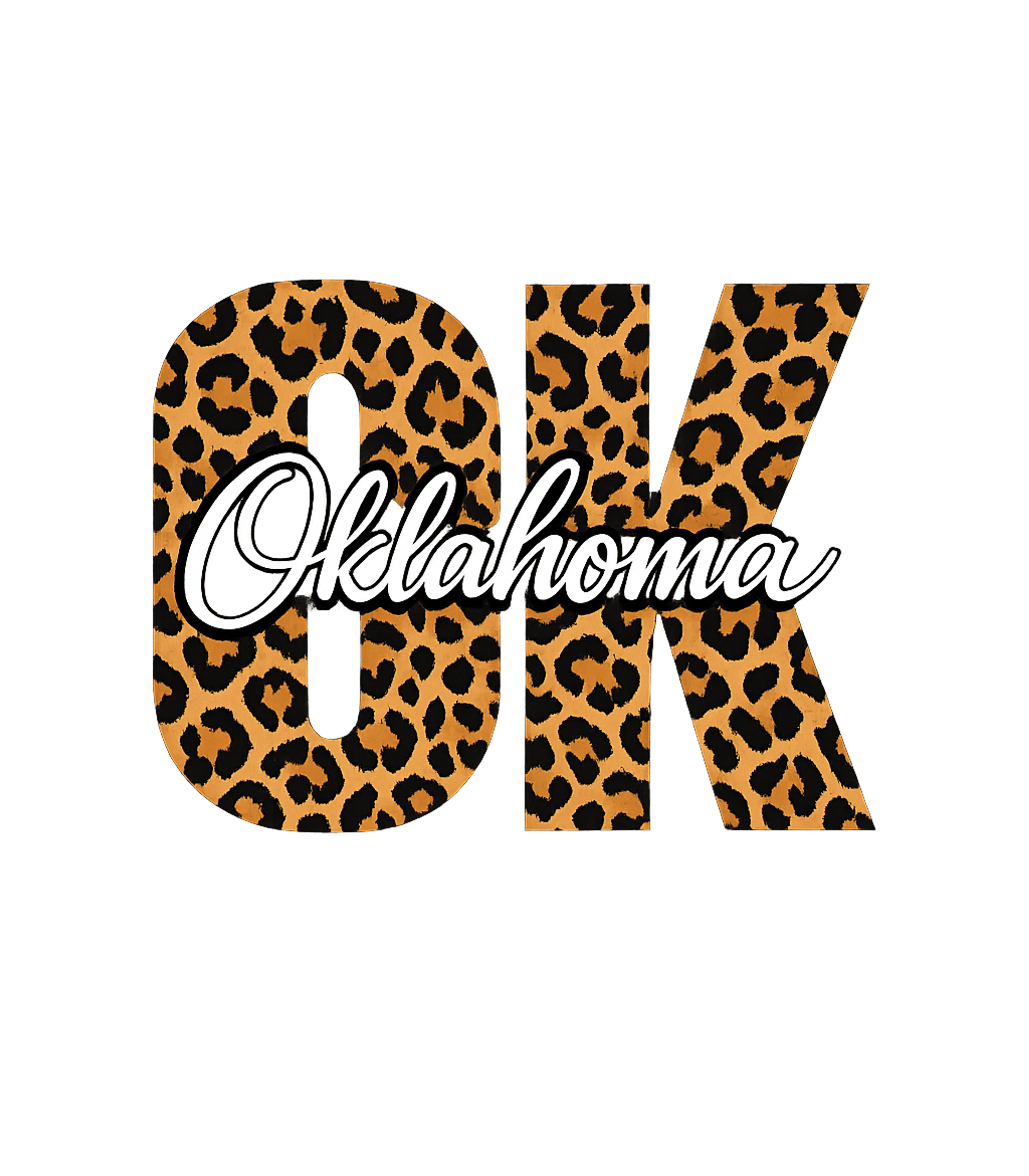 Oklahoma Leopard Text Basic T-Shirt