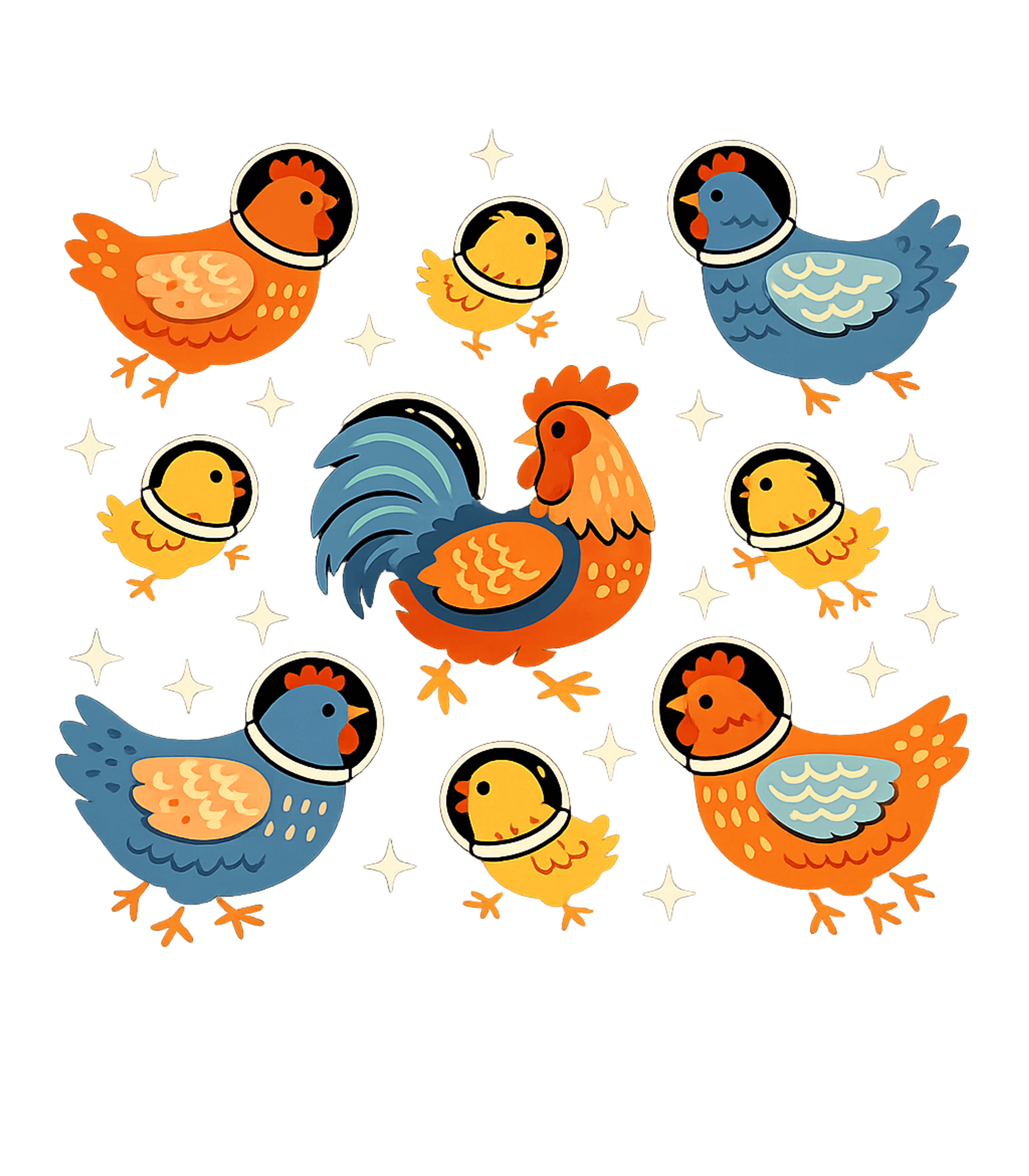 Chickens In Space Women's V-Neck Tee