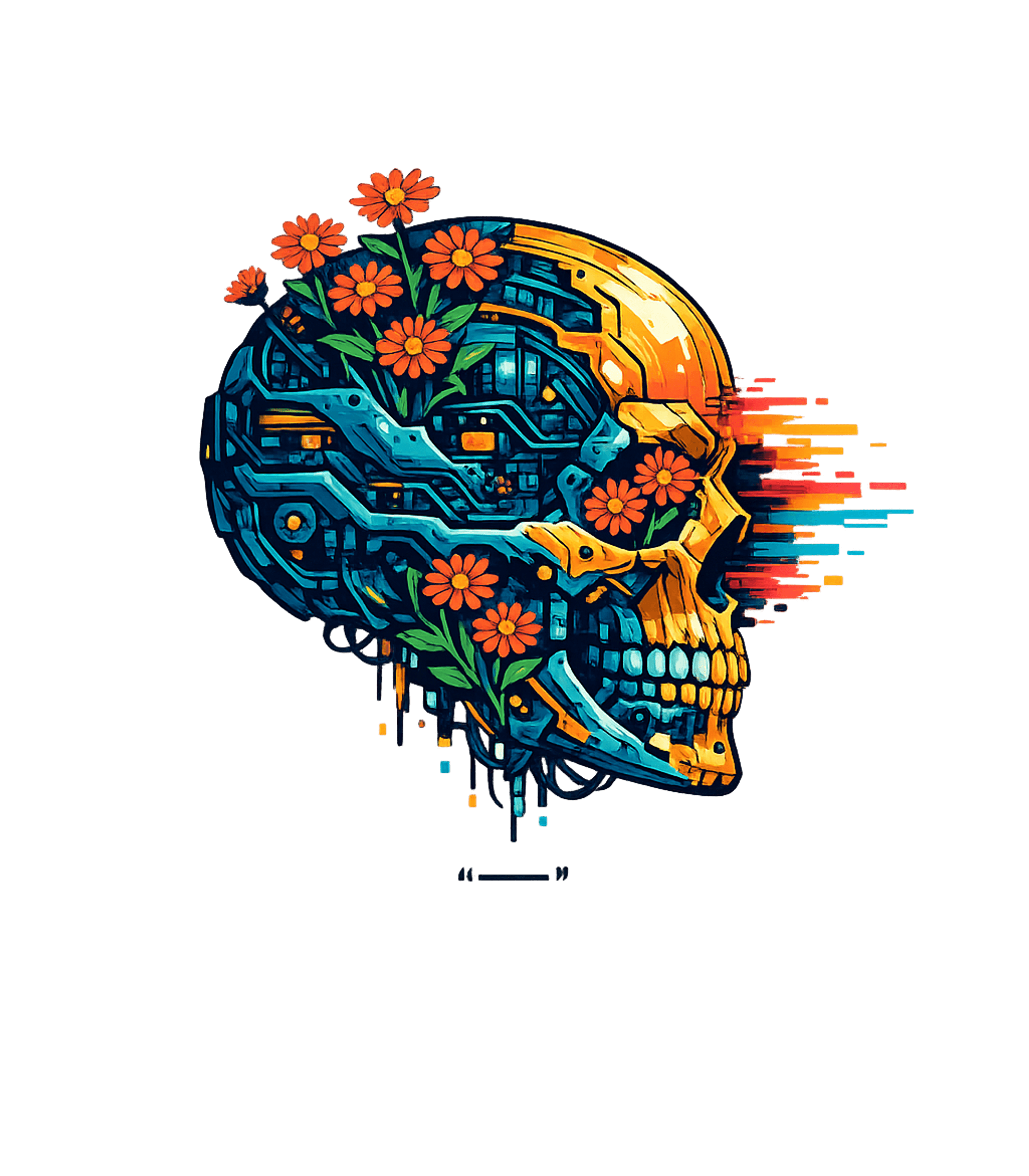 Cybernetic Floral Skull
