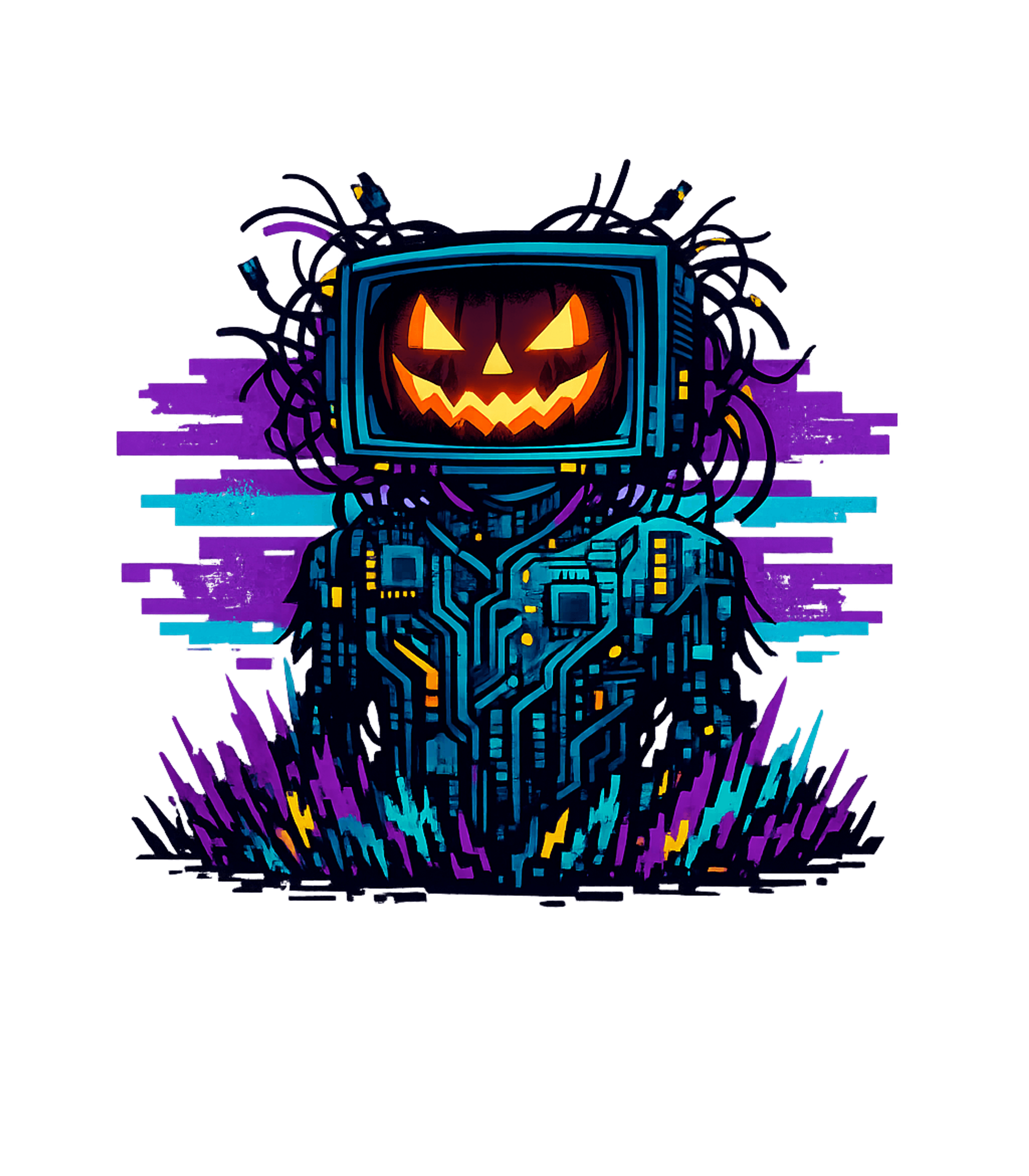 Cyberpunk Pumpkin Head