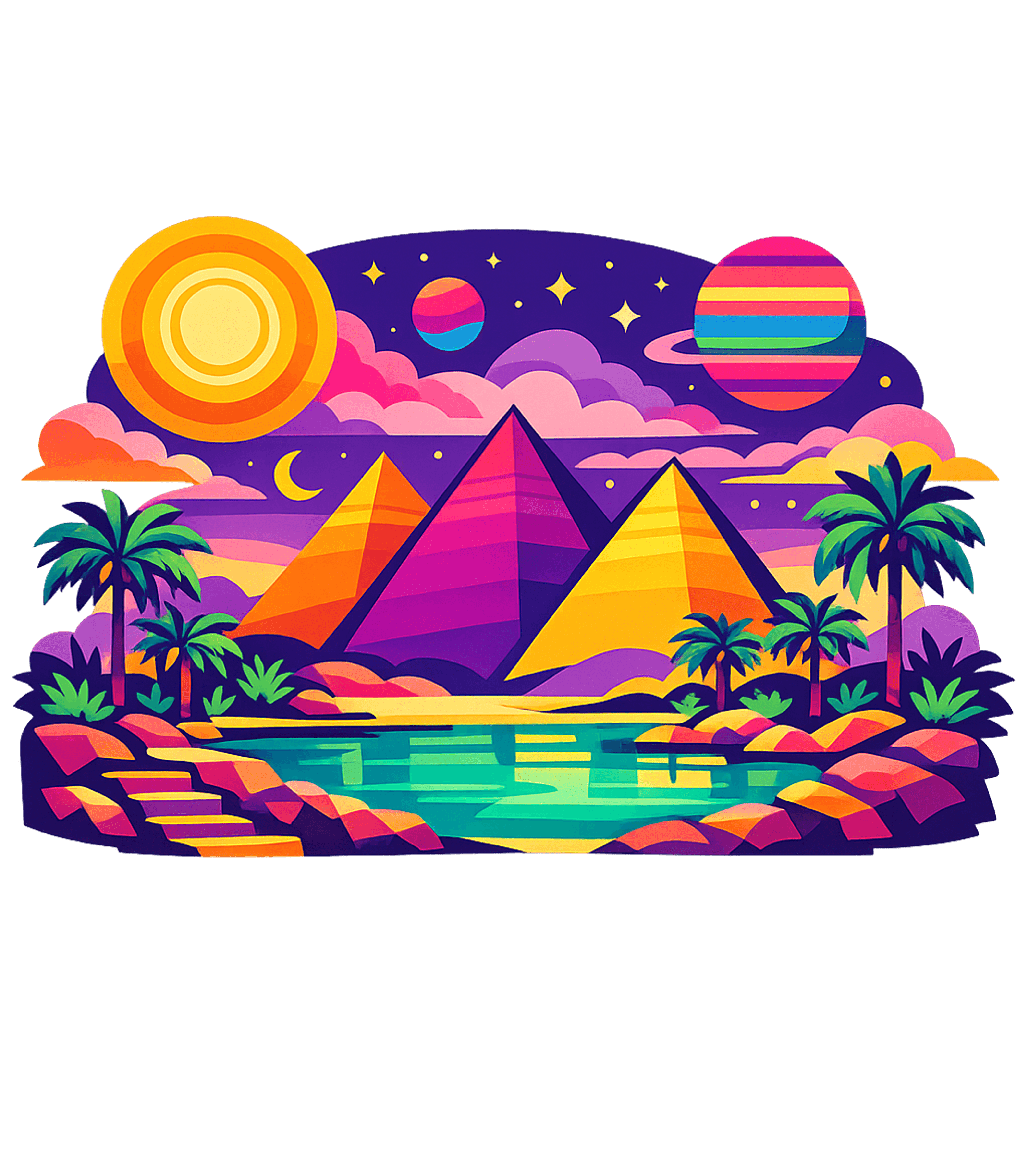 Vibrant Pyramid Landscape