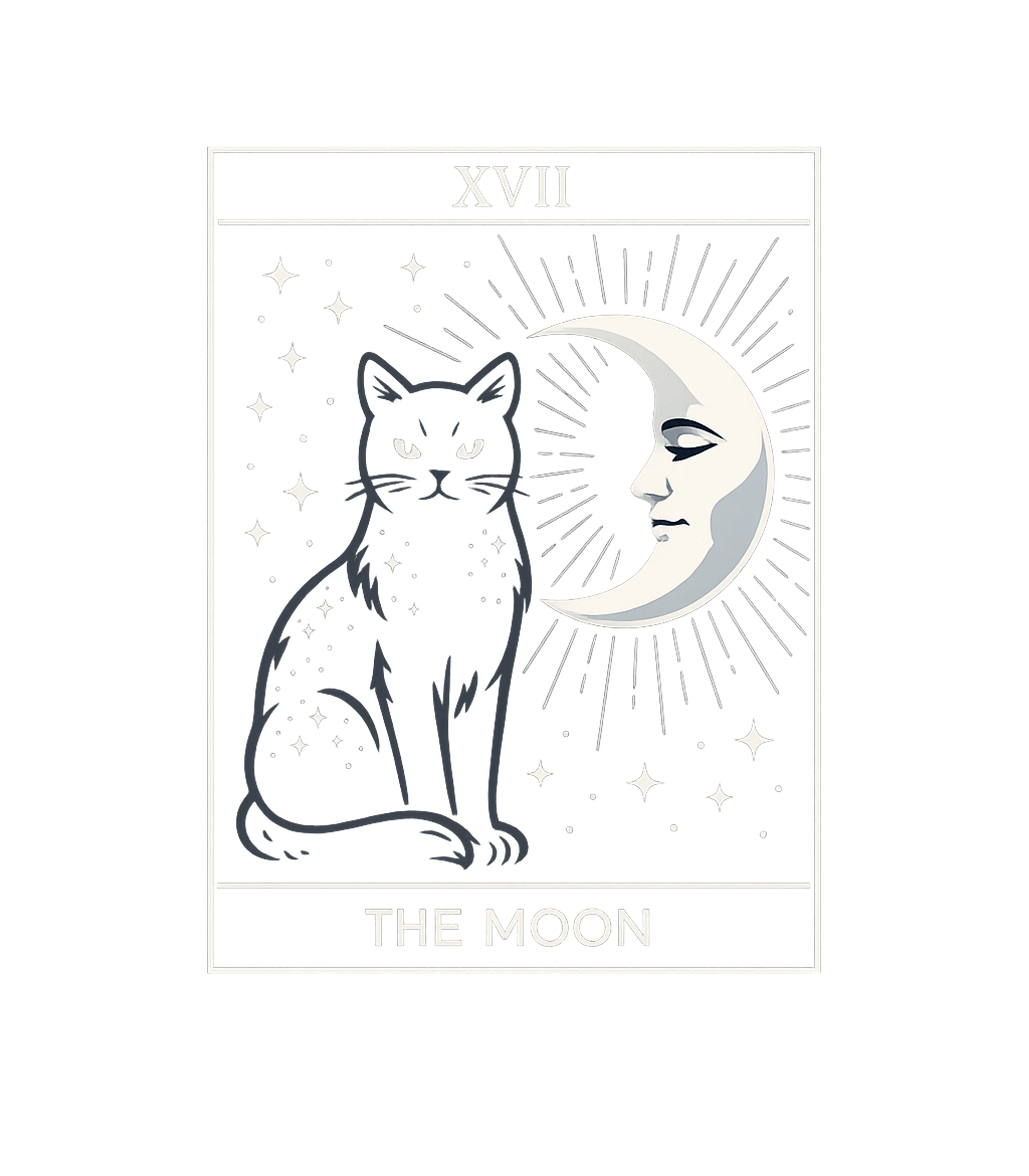Tarot Card Crescent Moon And Cat Graphic