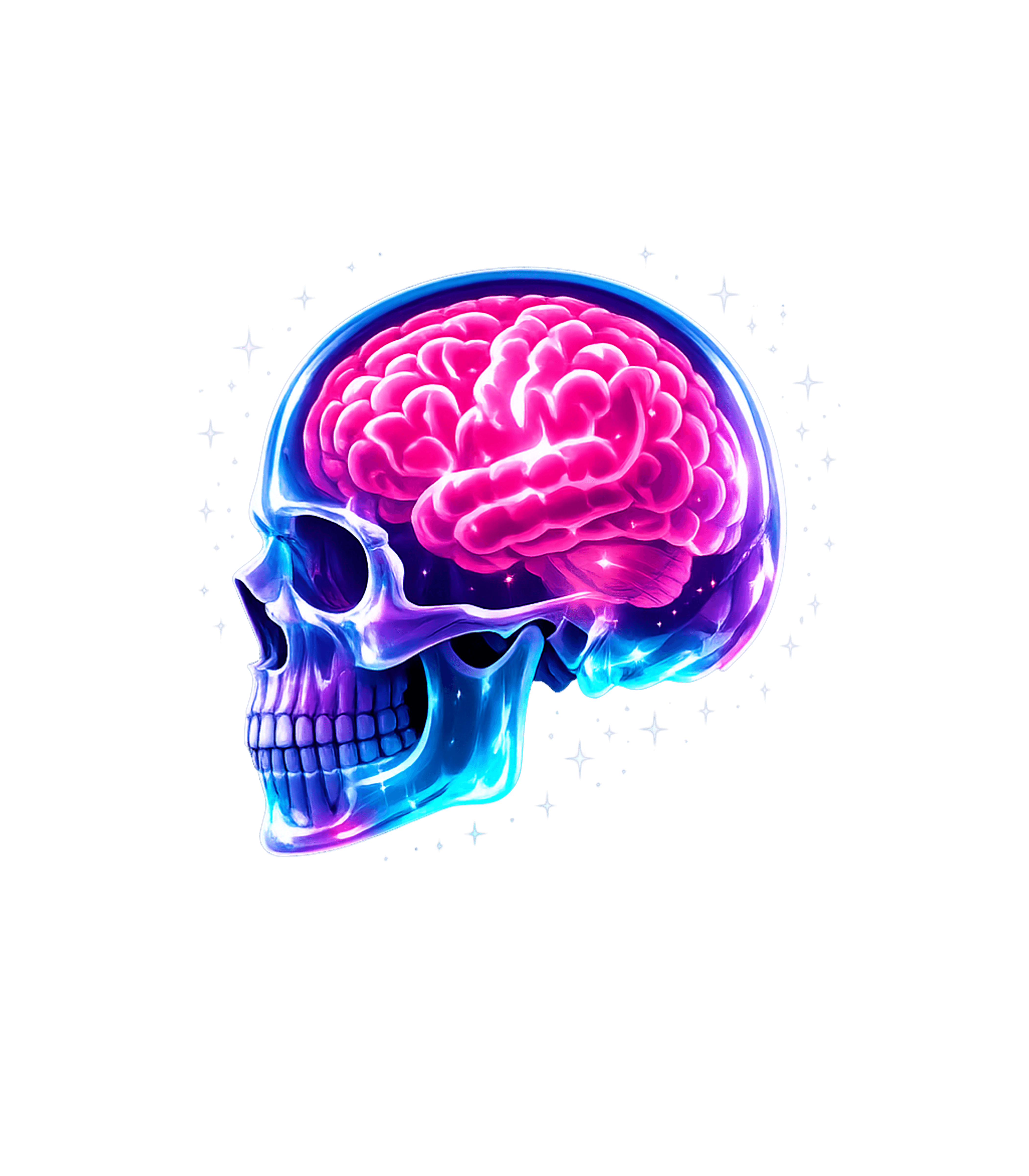 Neon Brain Skull