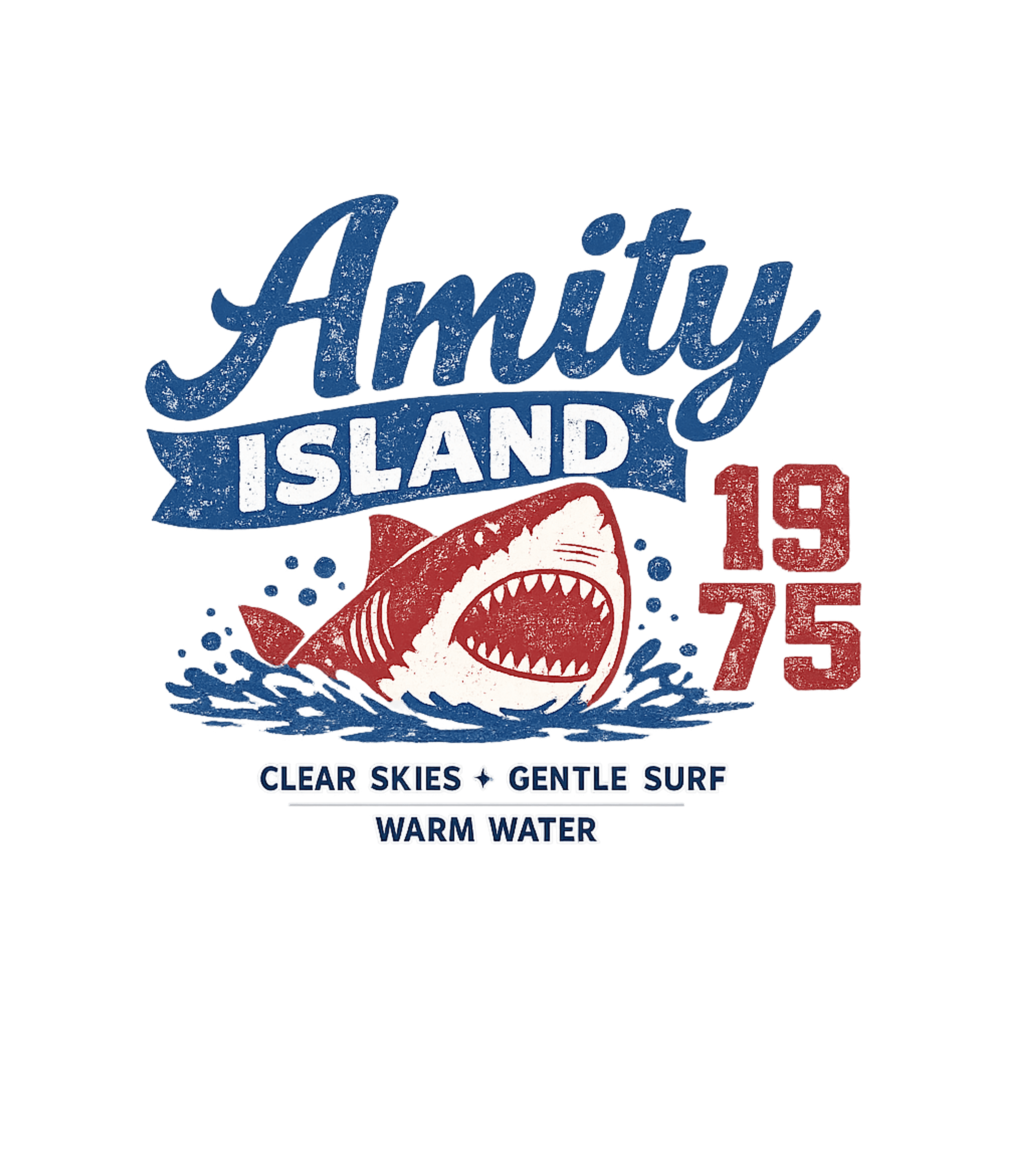 Jaws Inspired Amity Island Shark Surf T-Shirt