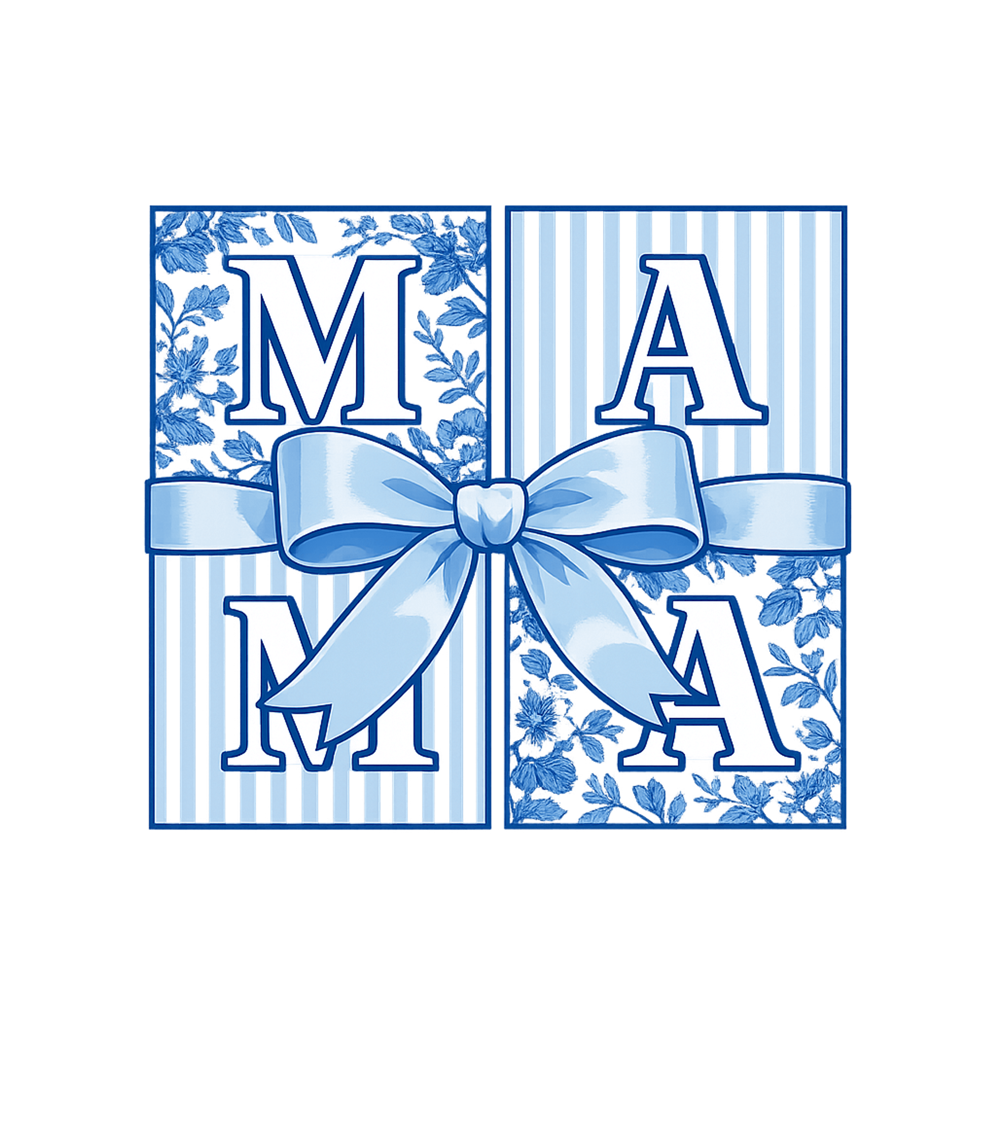 Blue Floral Mama Square Graphic Tee