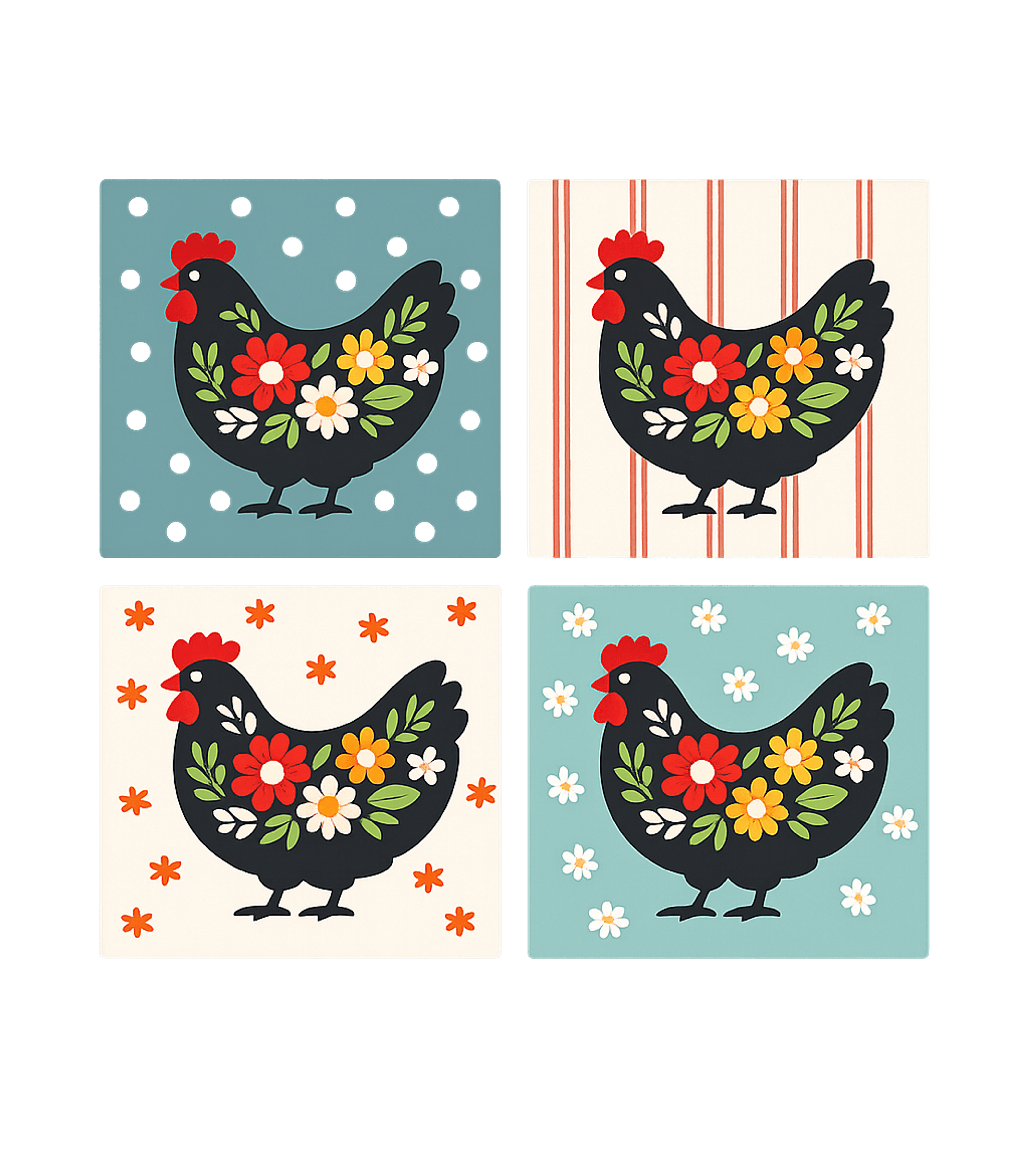 Floral Farm Hens