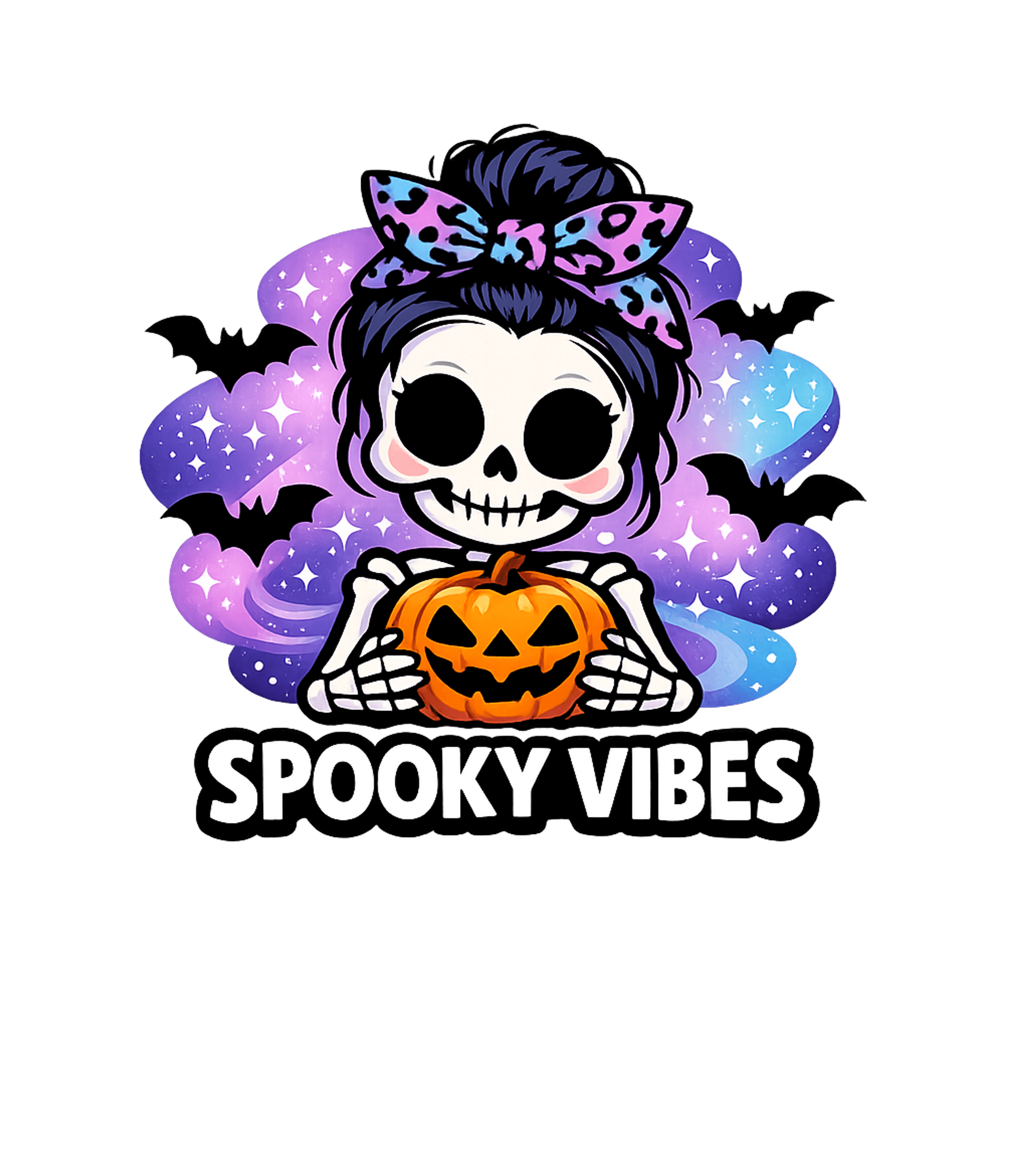 Spooky Vibes Neon Skeleton Graphic Tee