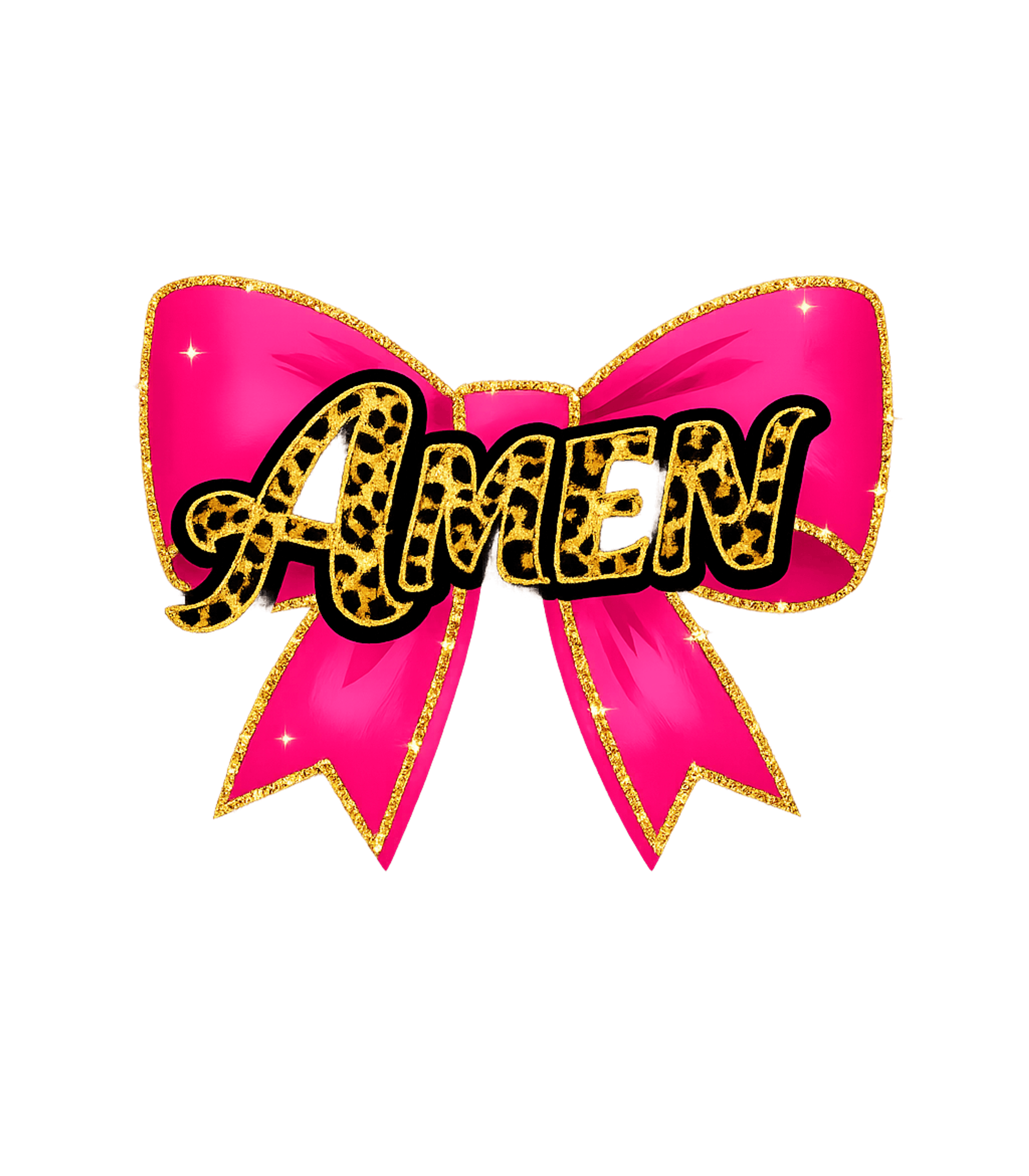 Leopard Amen With Bow Graphic Tee