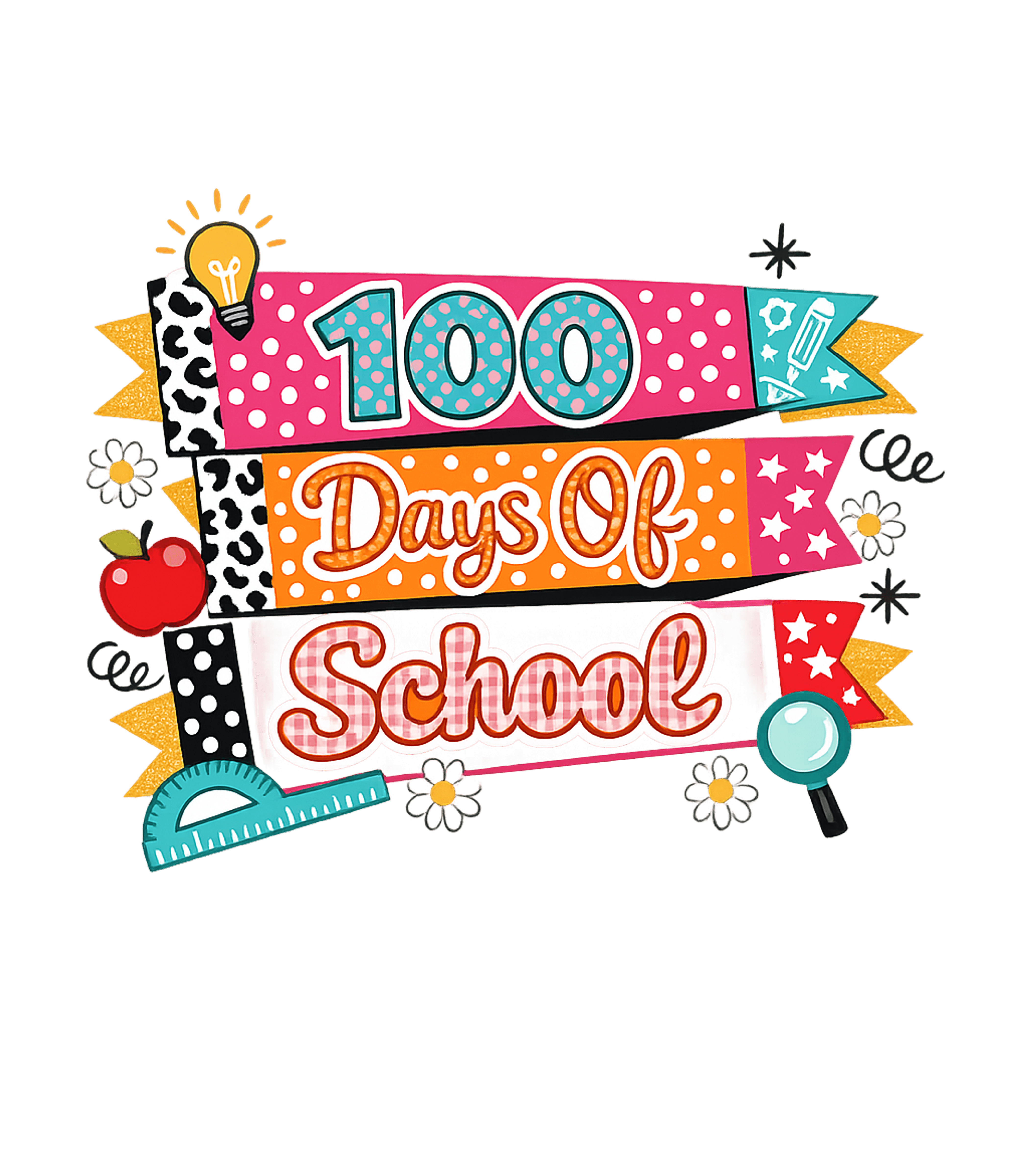 Girly 100 Days Of School Graphic Tee