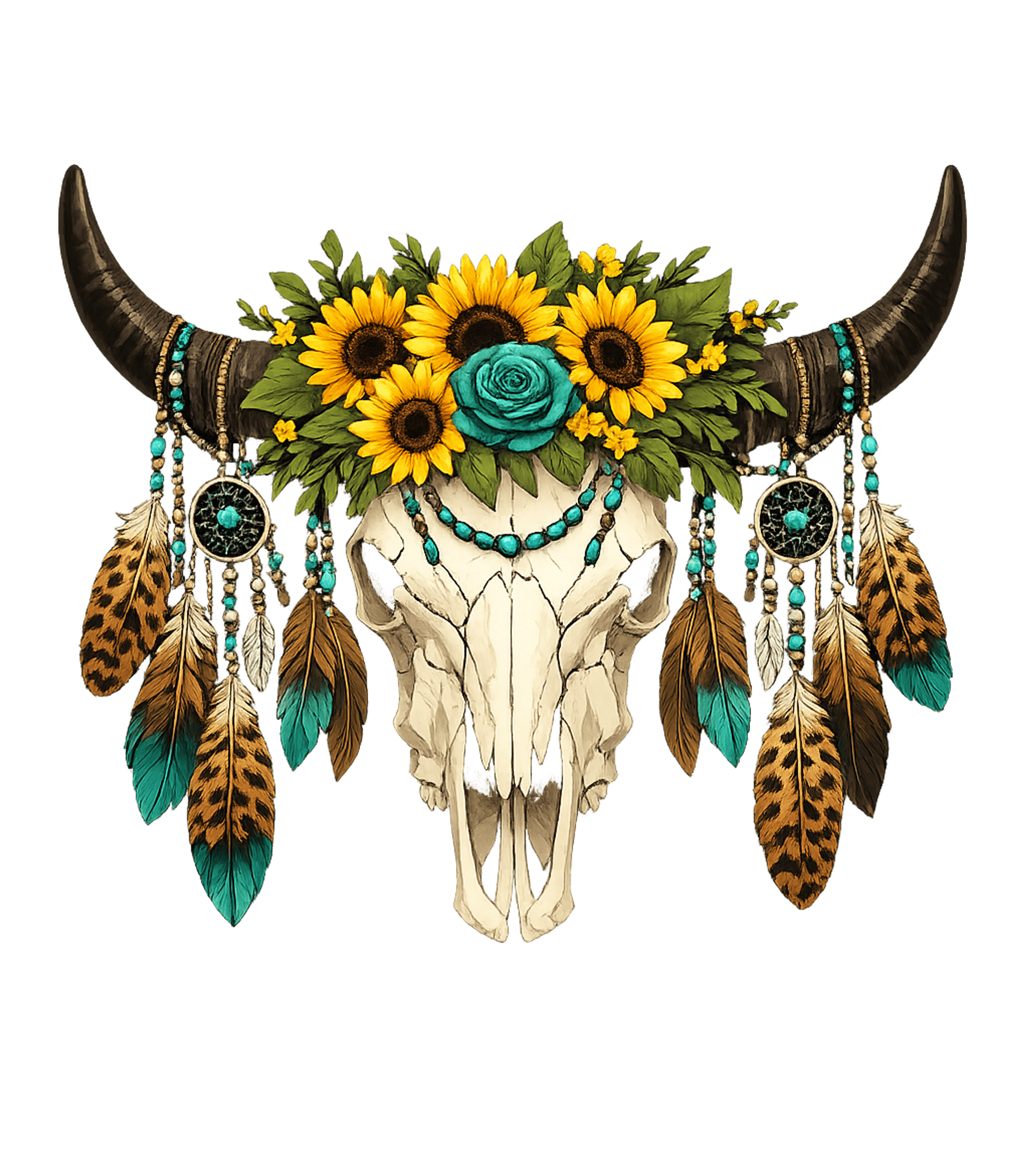 Boho Bull Skull