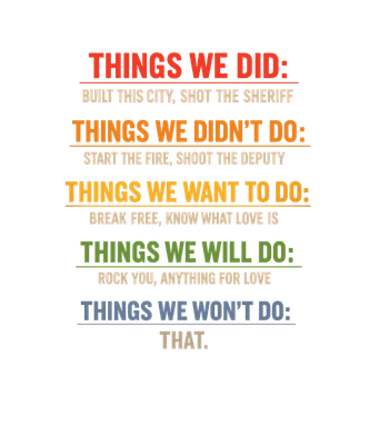 Song Lyrics Checklist