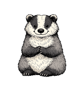 Cute Sitting Badger