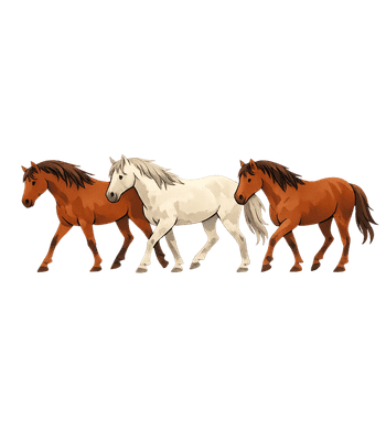 Three Walking Horses