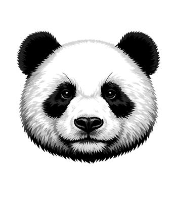 Monochrome Panda Face