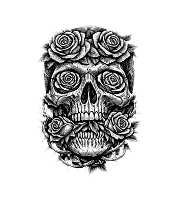 Rose Thorn Skull Art