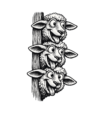 Three Peeking Sheep