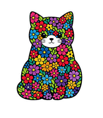 Floral Cat Art