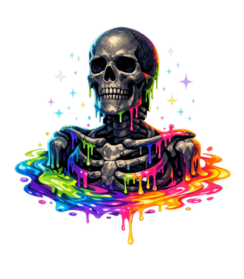 Vibrant Skeleton Drip Art