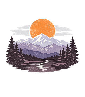 Retro Mountain Sunset